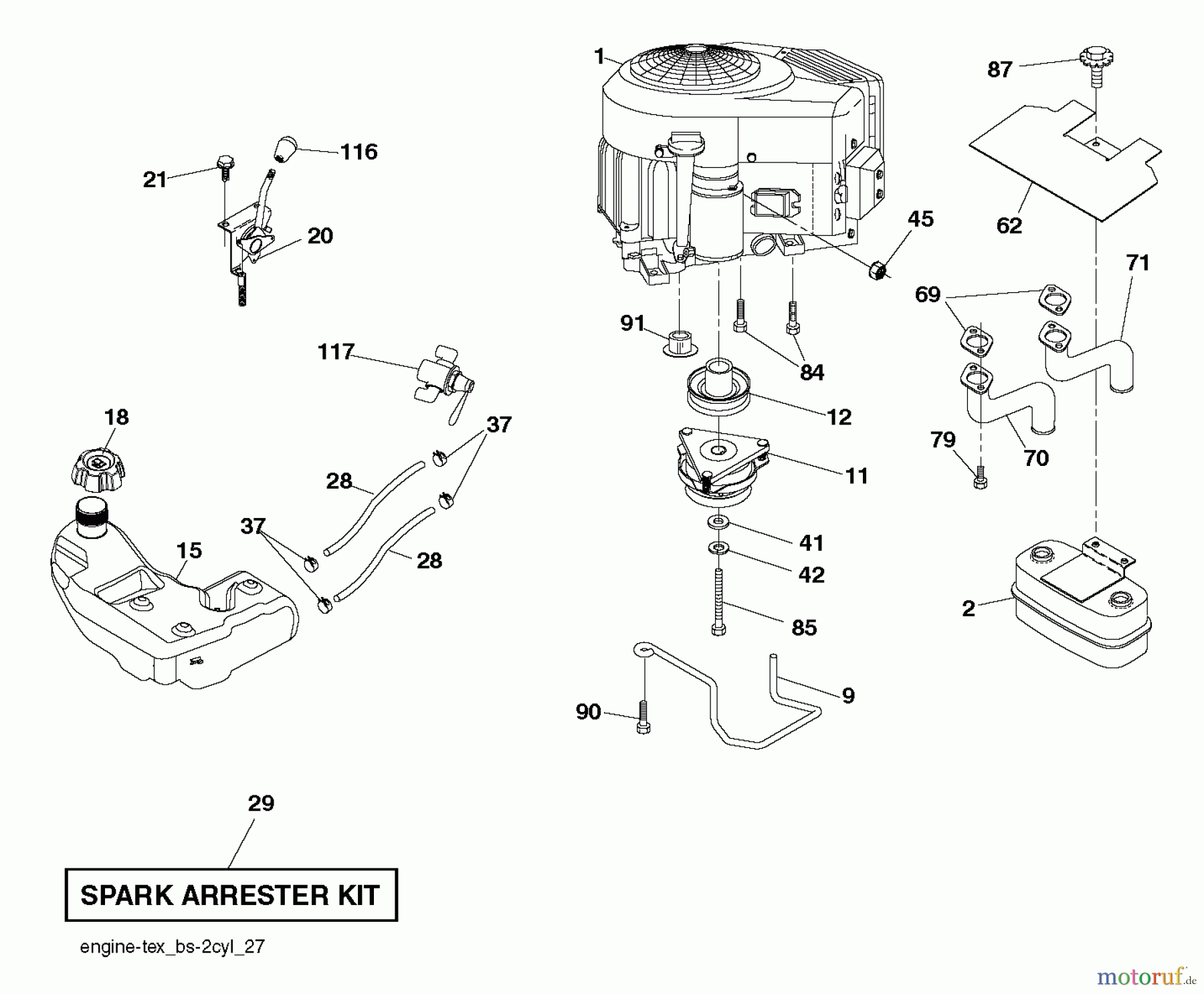 Husqvarna Rasen und Garten Traktoren YTH 2648TDRF (96041026402) - Husqvarna Yard Tractor (2013-05) ENGINE