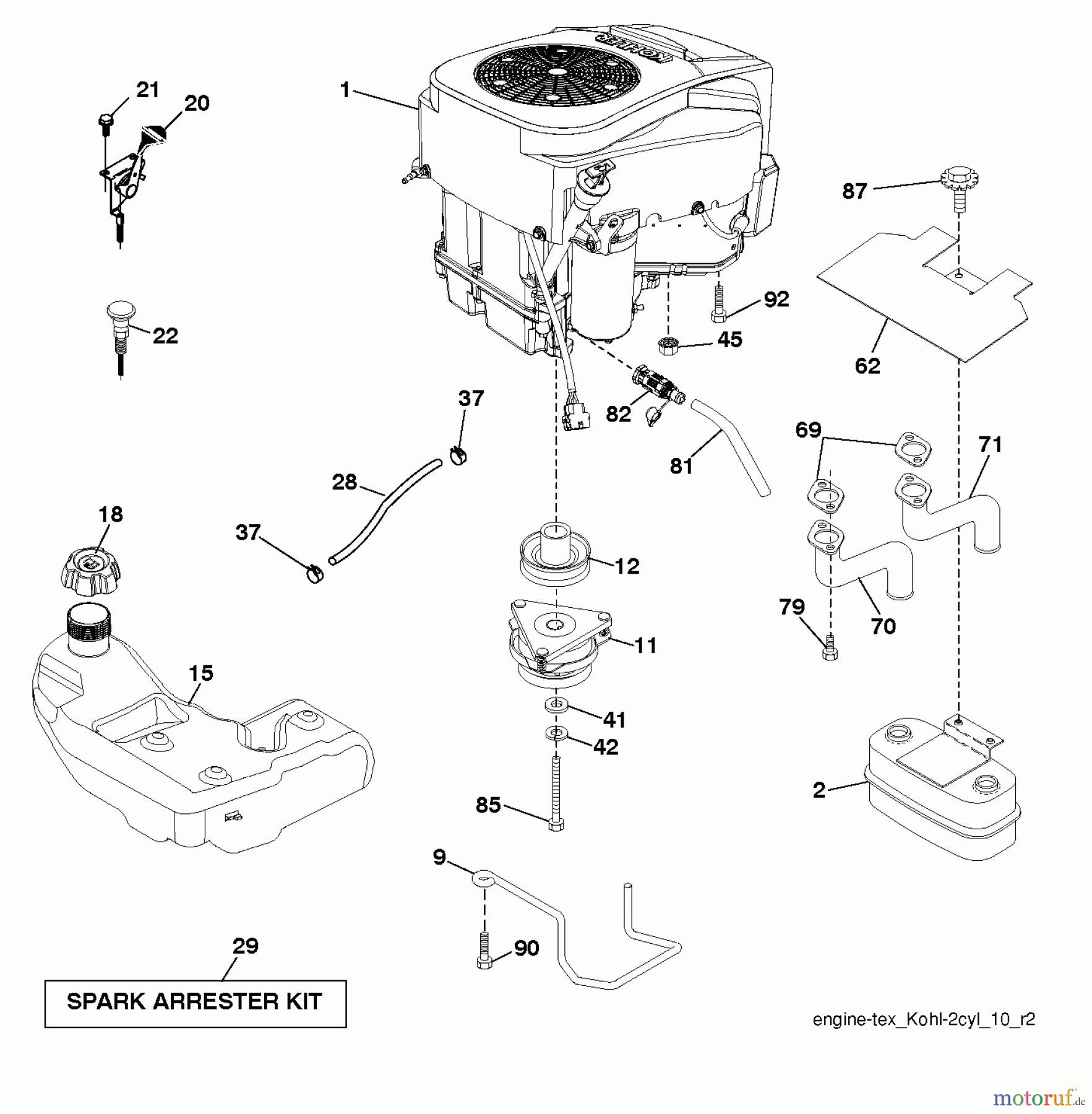 Husqvarna Rasen und Garten Traktoren YTH 26K54 (96041031700) - Husqvarna Yard Tractor (2012-08 & After) ENGINE