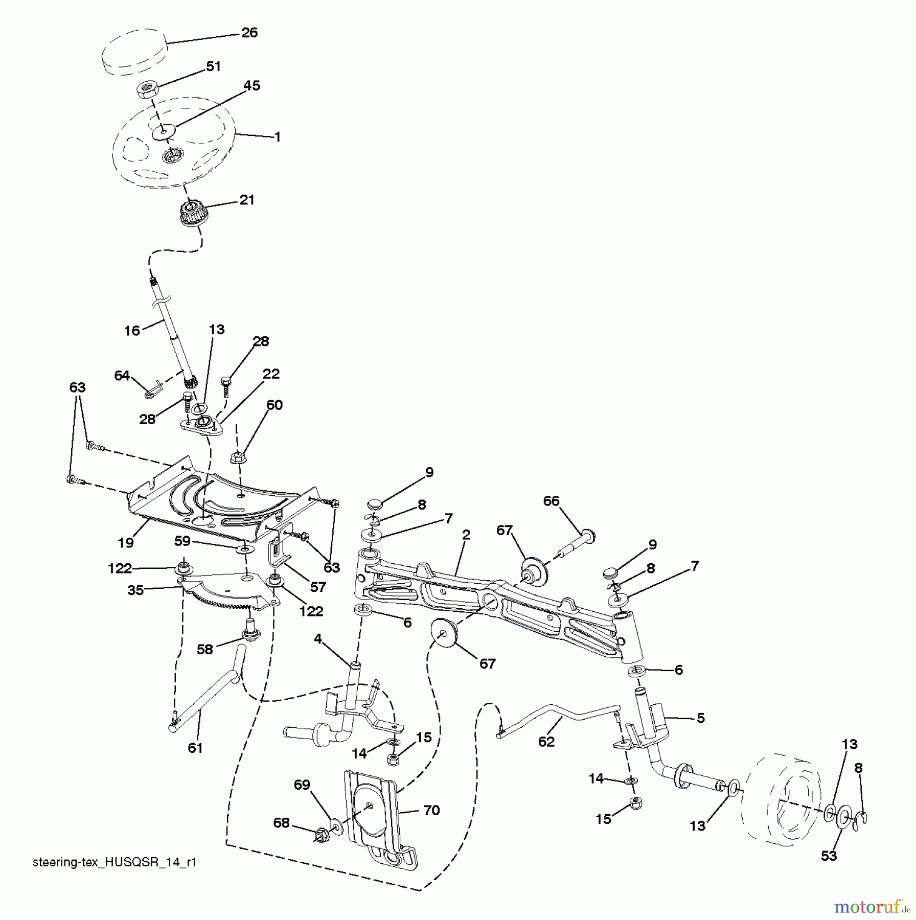 Husqvarna Rasen und Garten Traktoren YTH 26K54 (96041031700) - Husqvarna Yard Tractor (2012-08 & After) STEERING