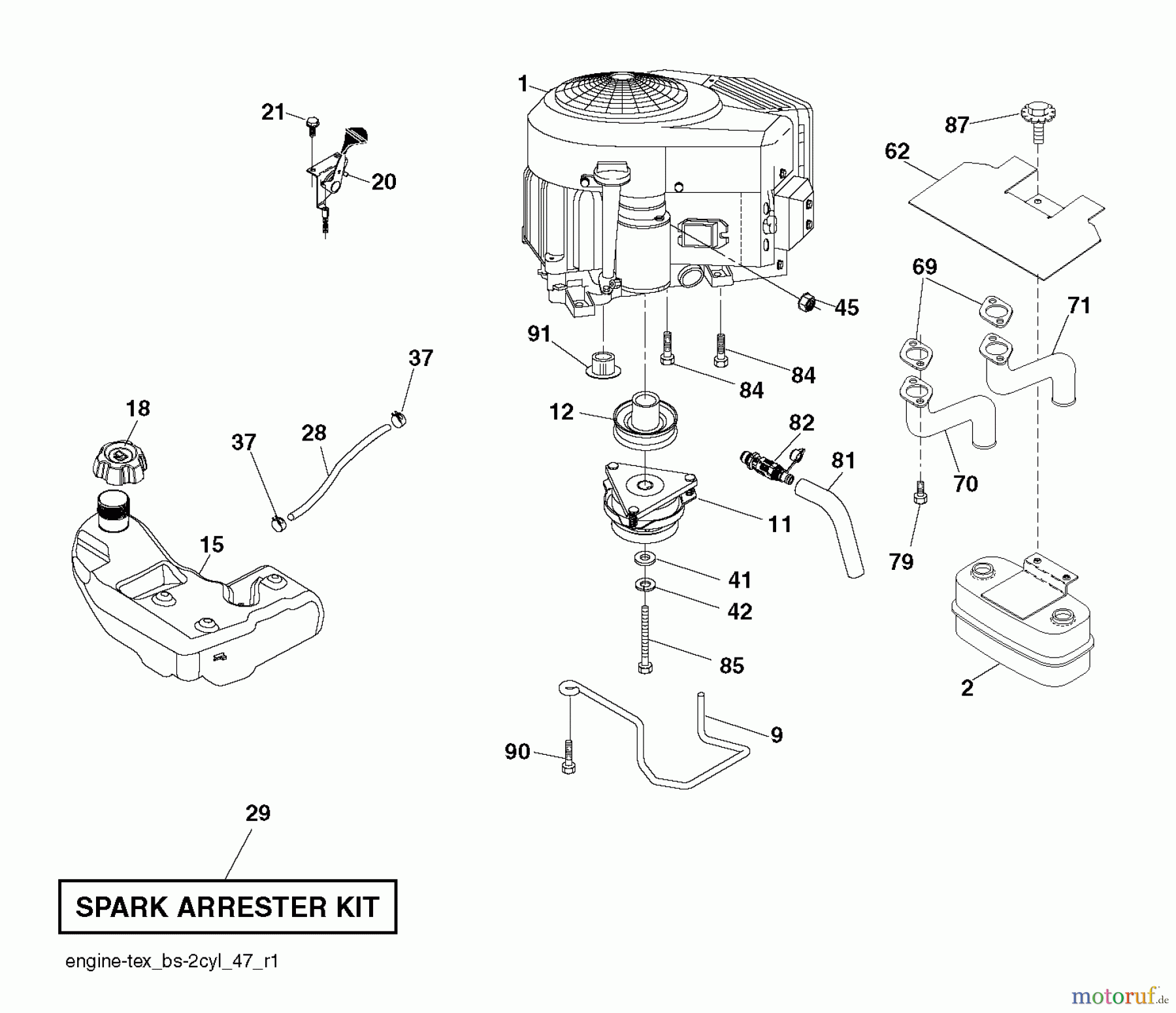 Husqvarna Rasen und Garten Traktoren YTH 26V54 (96043011101) - Husqvarna Yard Tractor (2010-12 & After) ENGINE