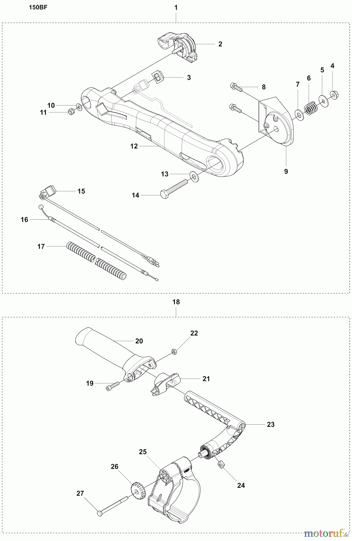 Husqvarna Bläser / Sauger / Häcksler / Mulchgeräte 150 BF - Husqvarna Backpack Blower (2007-05 to 2008-09) BF Throttle Control