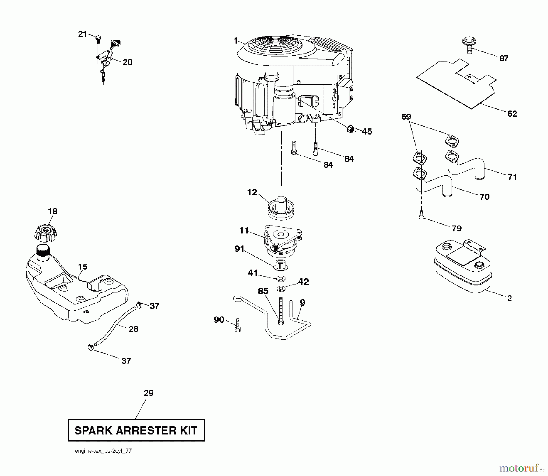 Husqvarna Rasen und Garten Traktoren YTH 26V54 (96043011104) - Husqvarna Yard Tractor (2012-08 & After) ENGINE