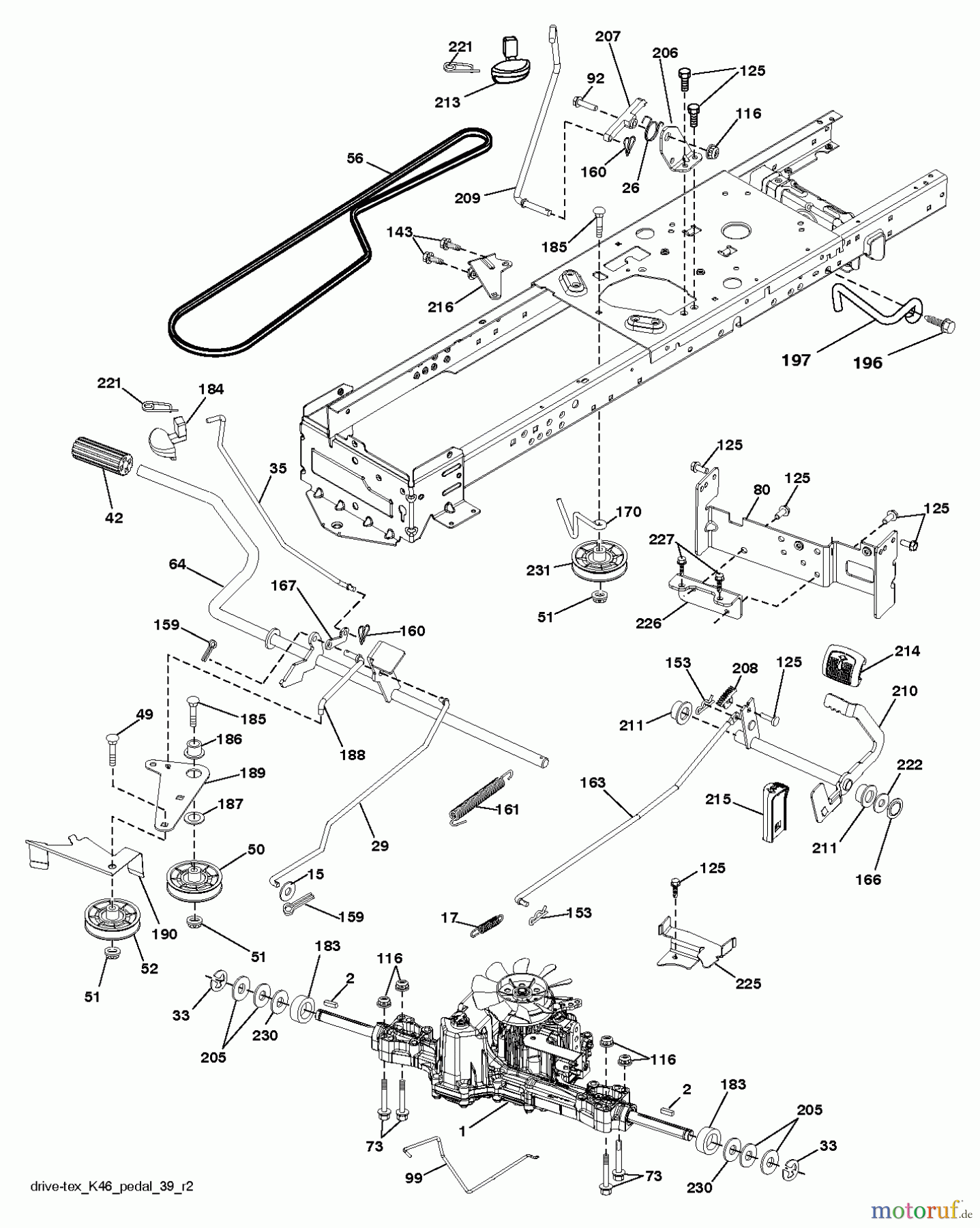 Husqvarna Rasen und Garten Traktoren YTH 26V54 (96043011104) - Husqvarna Yard Tractor (2012-08 & After) DRIVE