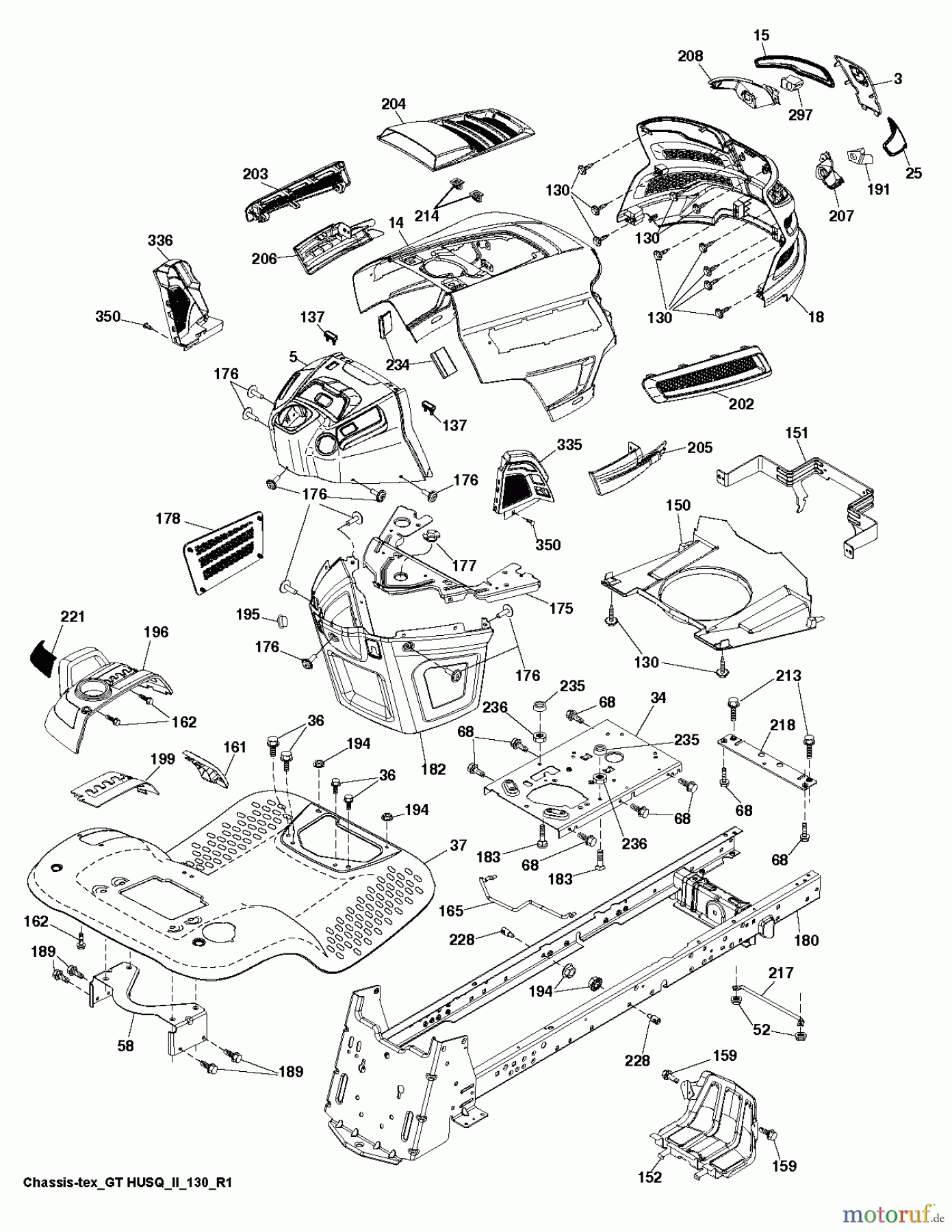 Husqvarna Rasen und Garten Traktoren YTH 2754 (96041022101) - Husqvarna Yard Tractor (2012-12 & After) CHASSIS ENCLOSURES