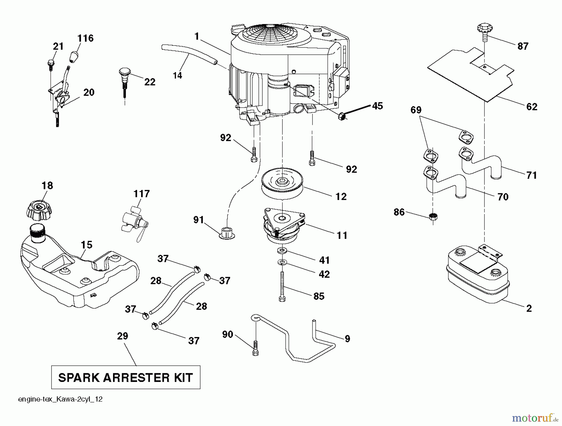 Husqvarna Rasen und Garten Traktoren YTH 24V48LS (96048001402) - Husqvarna Yard Tractor (2012-08 & After) ENGINE