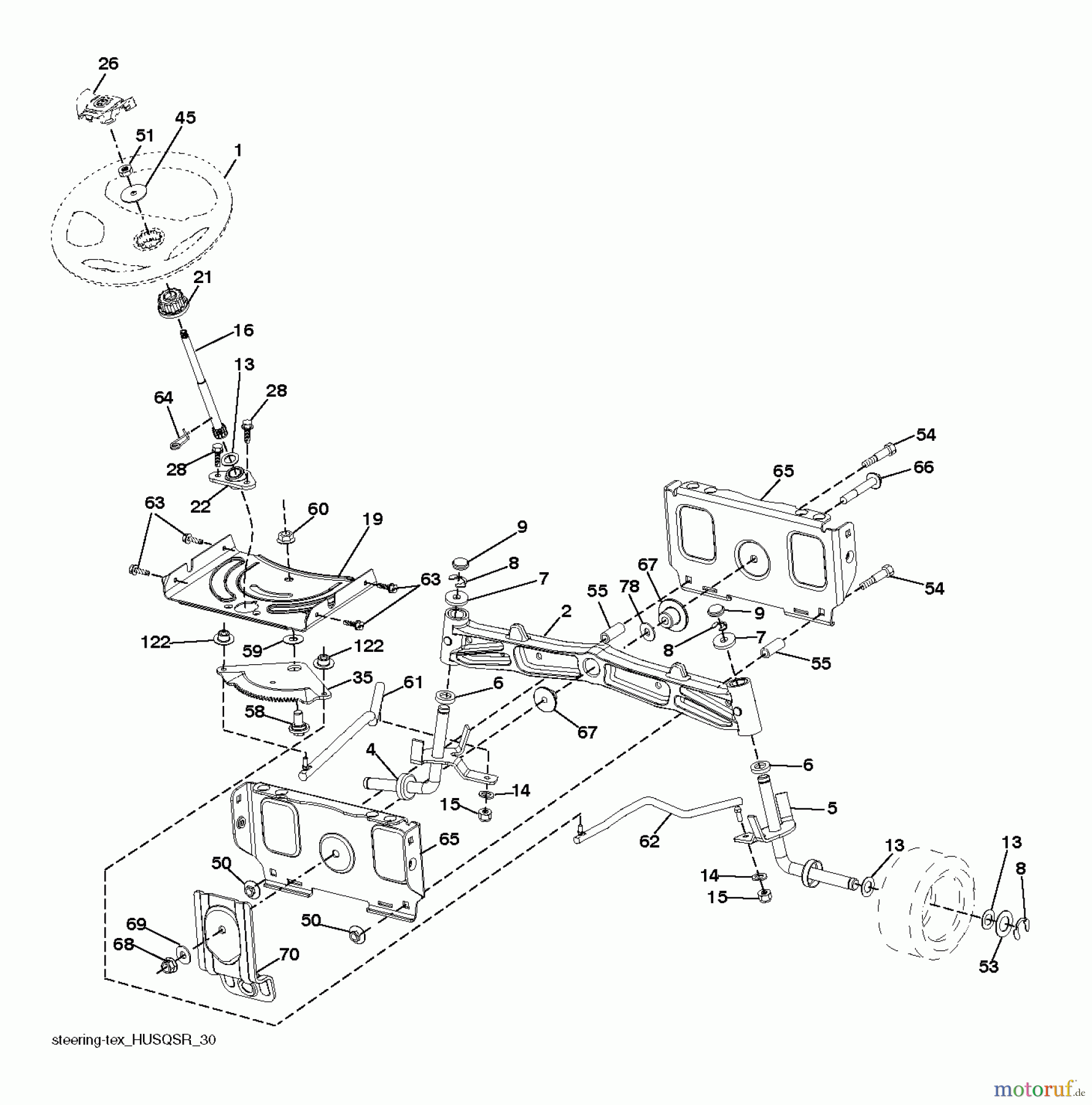 Husqvarna Rasen und Garten Traktoren YT48XLS (96043015501) - Husqvarna Yard Tractor (2013-09) STEERING