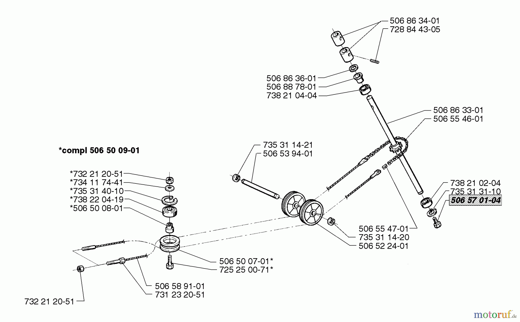  Husqvarna Reitermäher, Motor hinten Rider 1200 - Husqvarna Rear-Engine Rider (1998-01 & After) Steering Cable Assembly