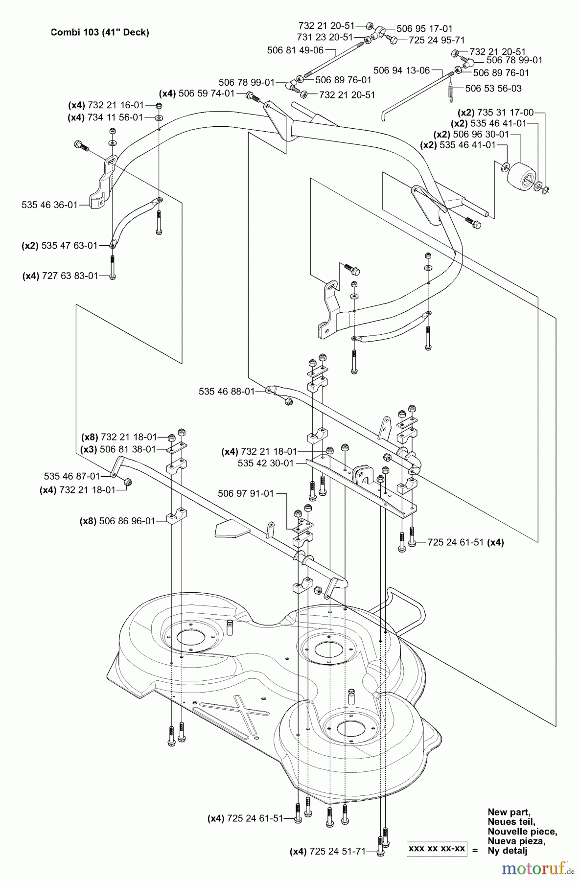 Husqvarna Reitermäher, Motor hinten Rider 155 AWD - Husqvarna Rear-Engine Rider (2006-01 & After) Deck Frame