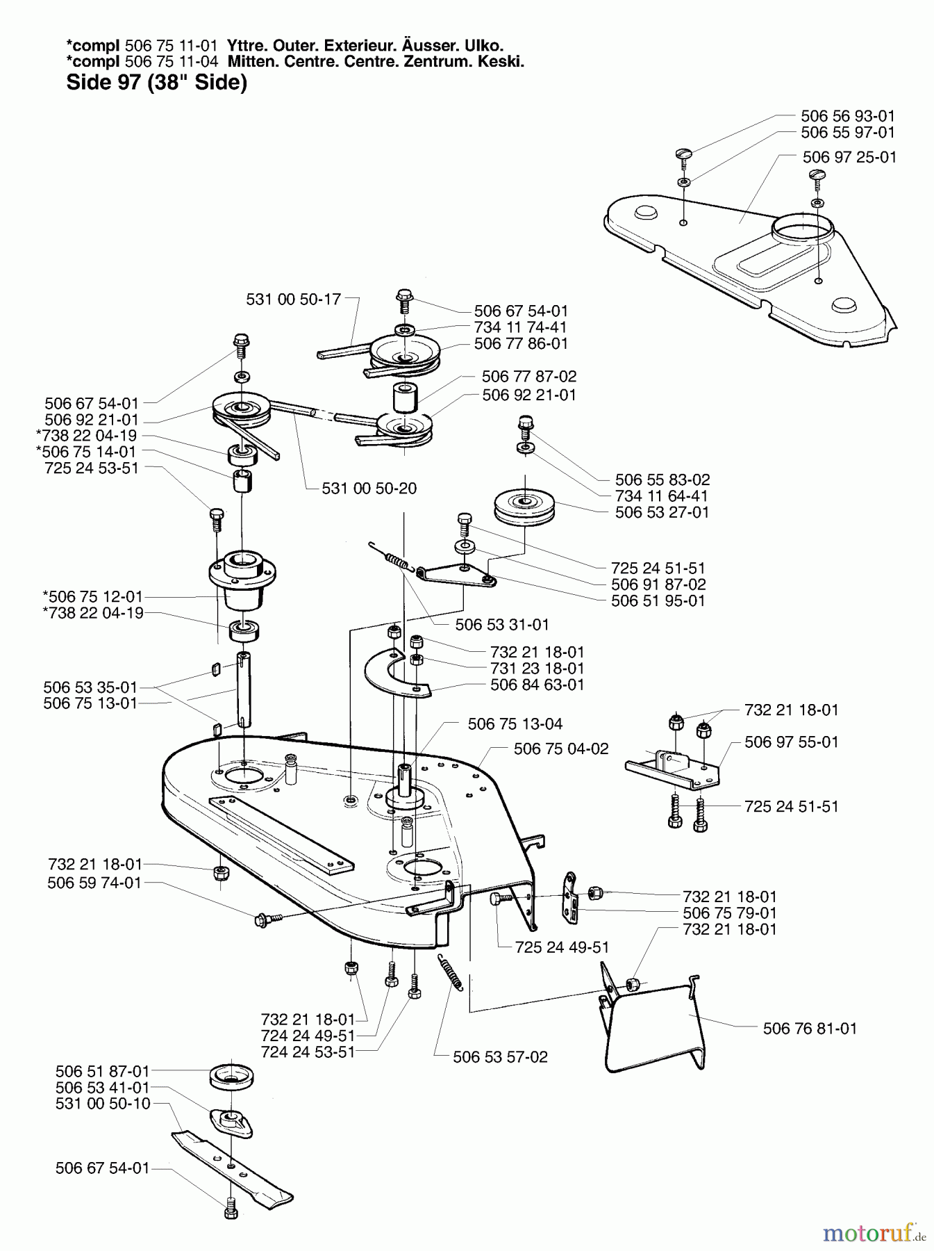 Husqvarna Reitermäher, Motor hinten Rider 16 - Husqvarna Rear-Engine Rider (2002-02 & After) Deck (38