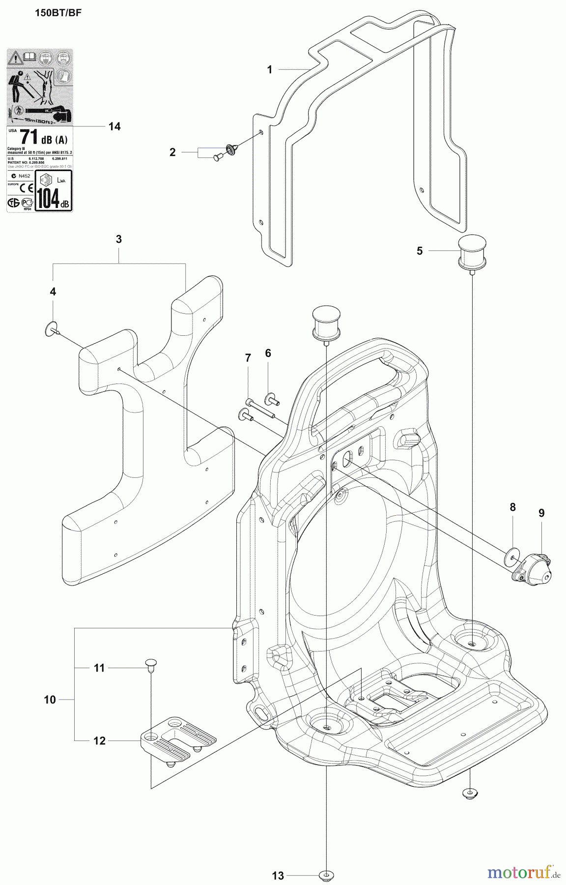 Husqvarna Bläser / Sauger / Häcksler / Mulchgeräte 150 BT - Husqvarna Backpack Blower (2007-05 to 2008-09) Frame