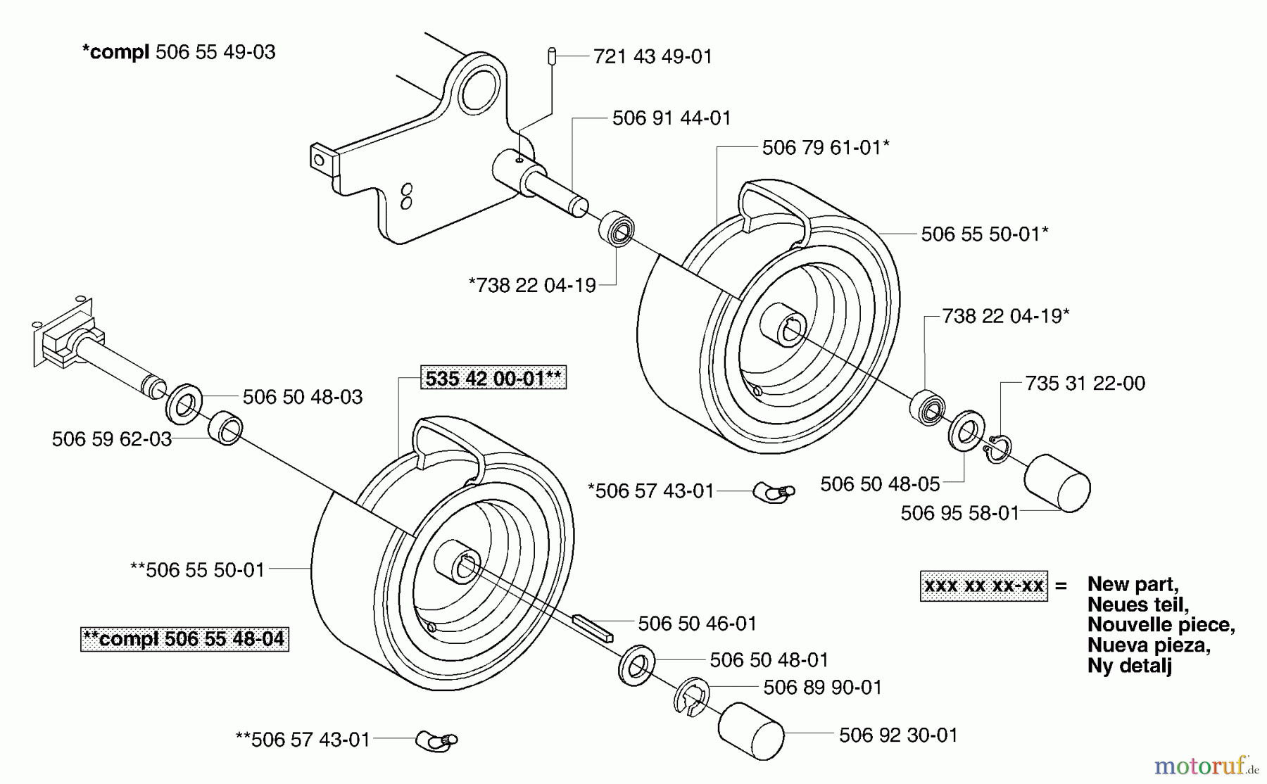 Husqvarna Reitermäher, Motor hinten Rider 16 - Husqvarna Rear-Engine Rider (2002-02 & After) Wheels/Tires