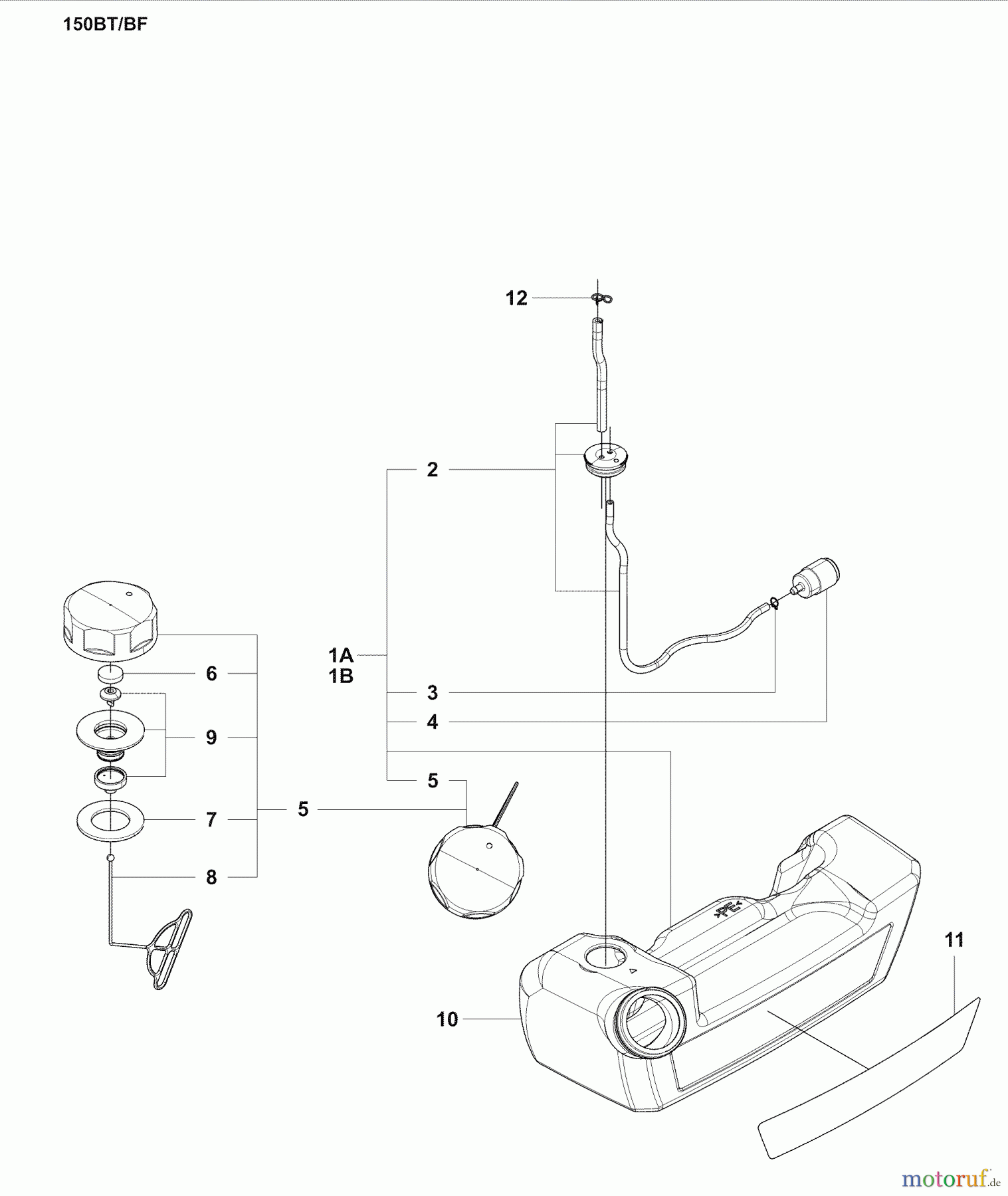Husqvarna Bläser / Sauger / Häcksler / Mulchgeräte 150 BT - Husqvarna Backpack Blower (2007-05 to 2008-09) Fuel Tank
