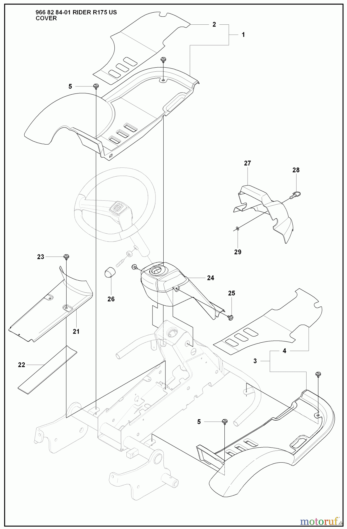 Husqvarna Reitermäher, Motor hinten Rider 175 - Husqvarna Rear-Engine Rider (2008-05 & After) Cover (Part 2)