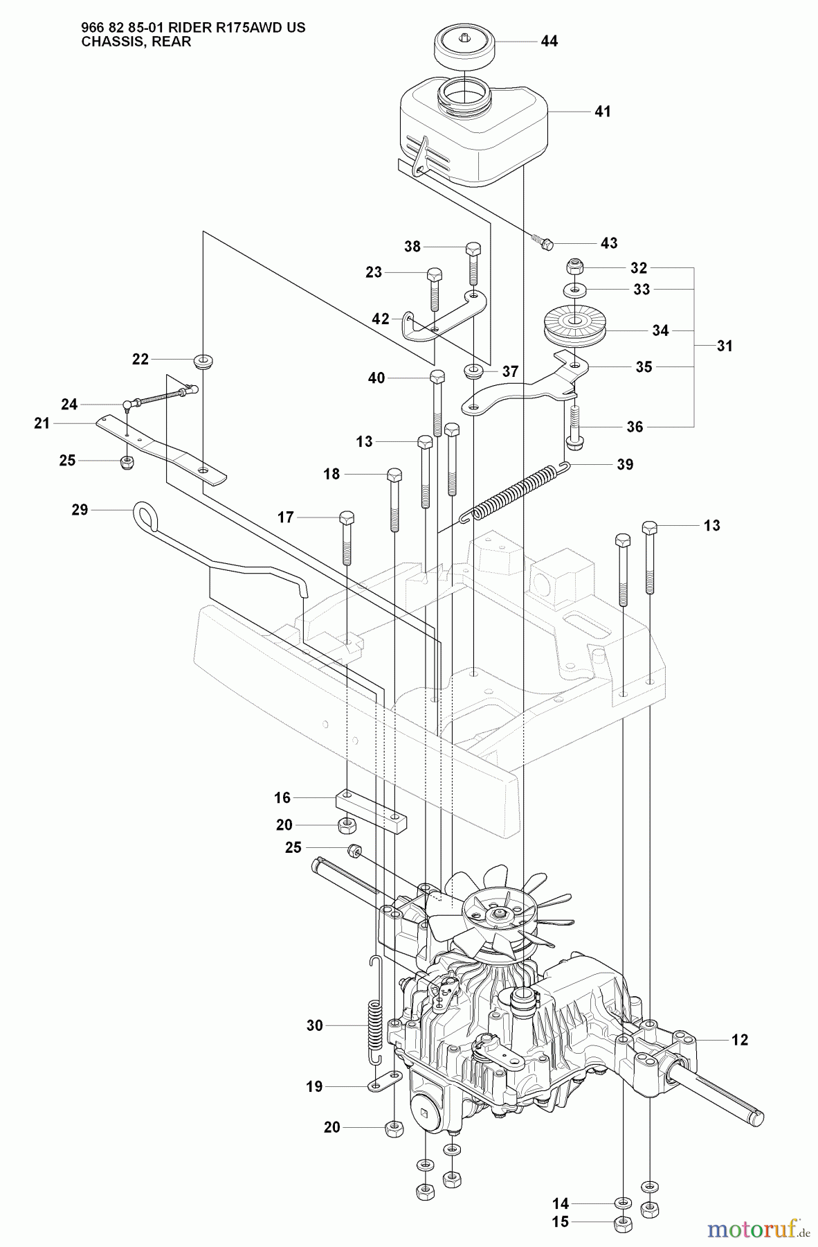 Husqvarna Reitermäher, Motor hinten Rider 175 AWD - Husqvarna Rear-Engine Rider (2008-05 & After) Chassis, Rear (Part 2)