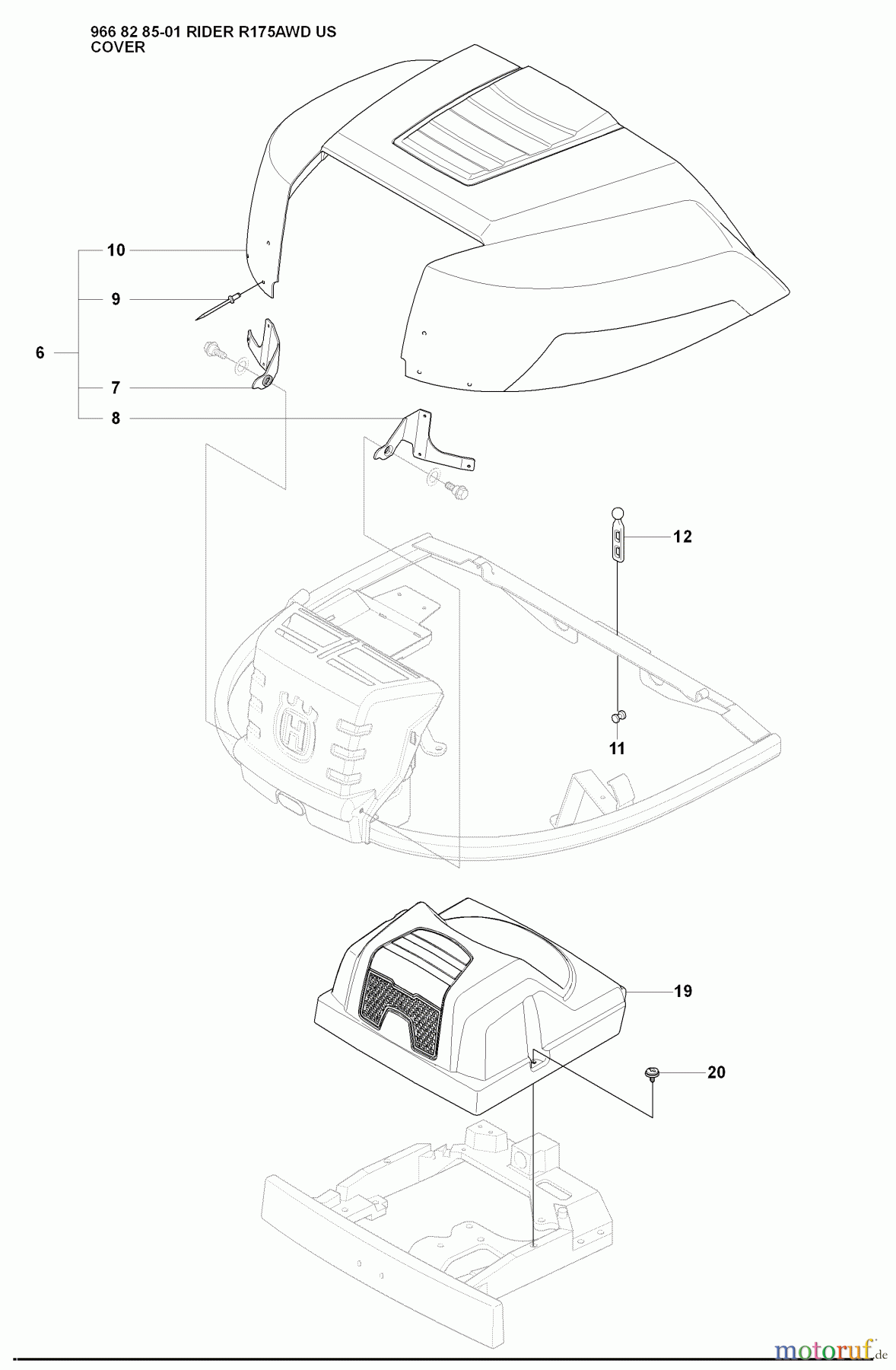 Husqvarna Reitermäher, Motor hinten Rider 175 AWD - Husqvarna Rear-Engine Rider (2008-05 & After) Cover (Part 1)