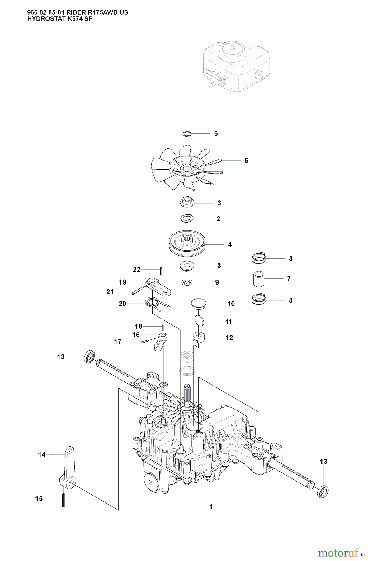 Husqvarna Reitermäher, Motor hinten Rider 175 AWD - Husqvarna Rear-Engine Rider (2008-05 & After) Hydrostat K574 SP