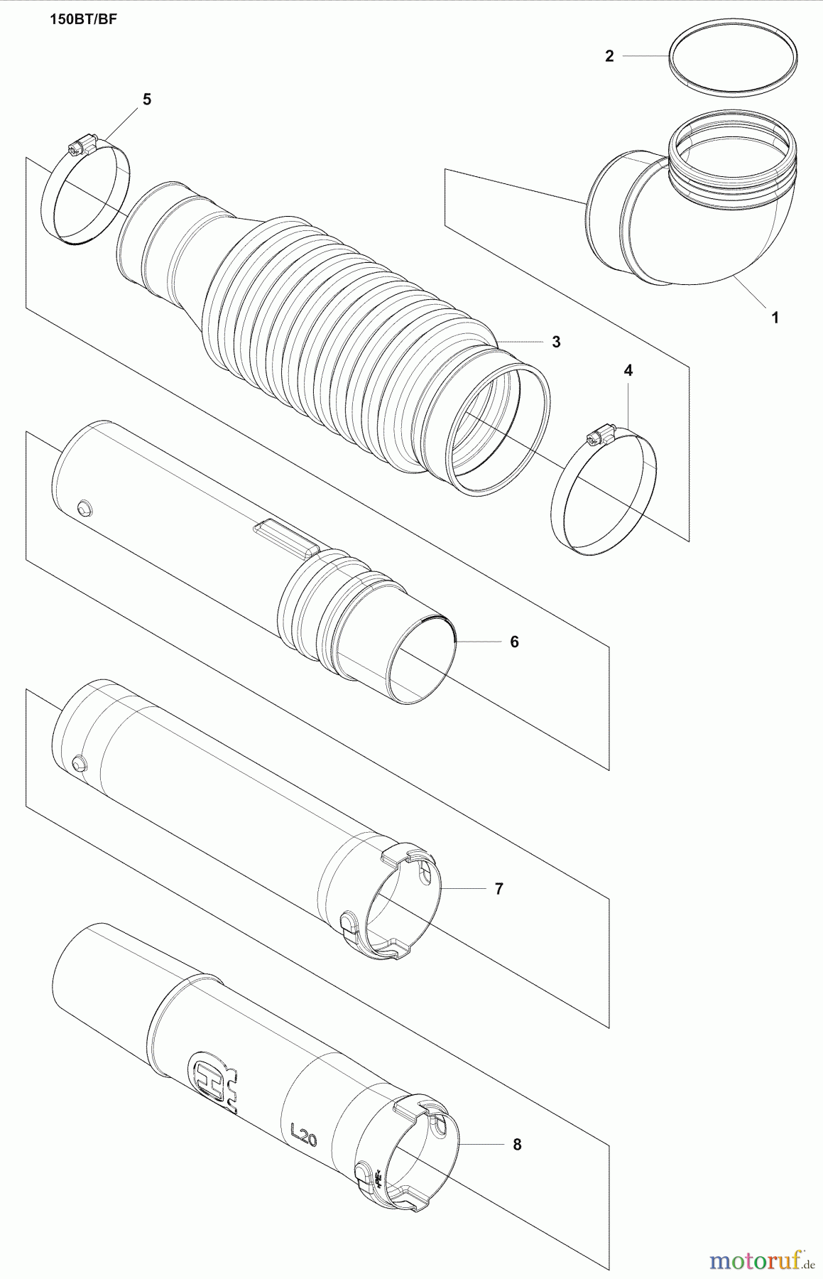 Husqvarna Bläser / Sauger / Häcksler / Mulchgeräte 150 BT - Husqvarna Backpack Blower (2007-05 to 2008-09) Tubes