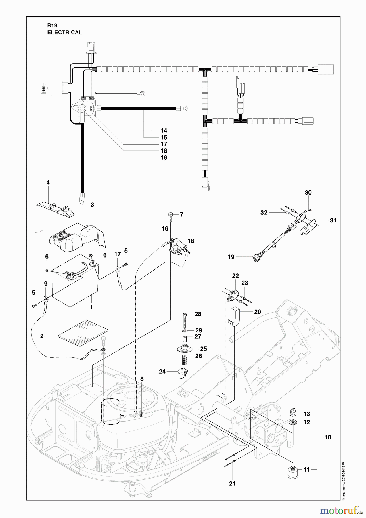 Husqvarna Reitermäher, Motor hinten Rider 18 (966414001) - Husqvarna Rear-Engine Rider (2010-03 & After) Electricals