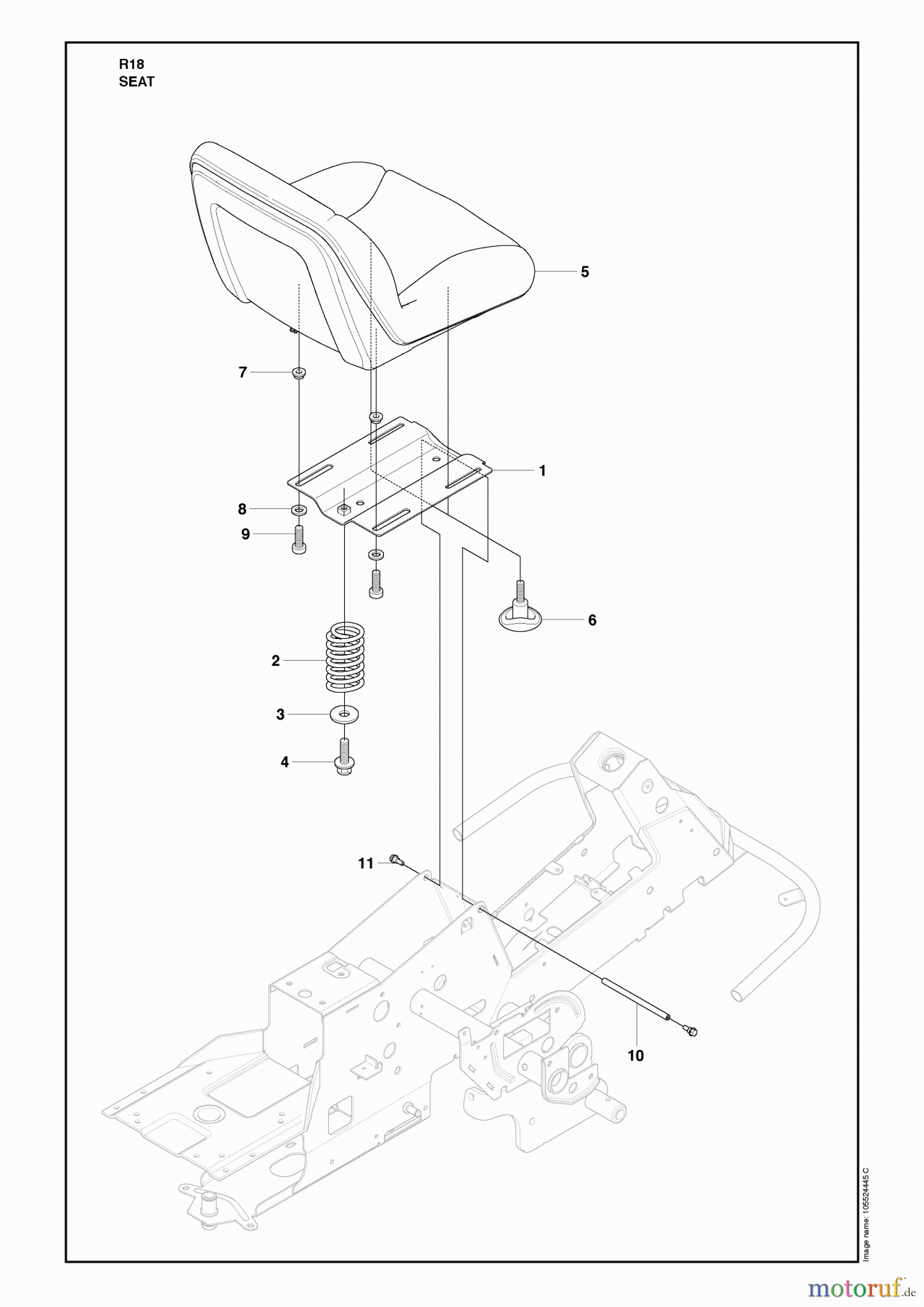 Husqvarna Reitermäher, Motor hinten Rider 18 (966414001) - Husqvarna Rear-Engine Rider (2010-03 & After) Seat