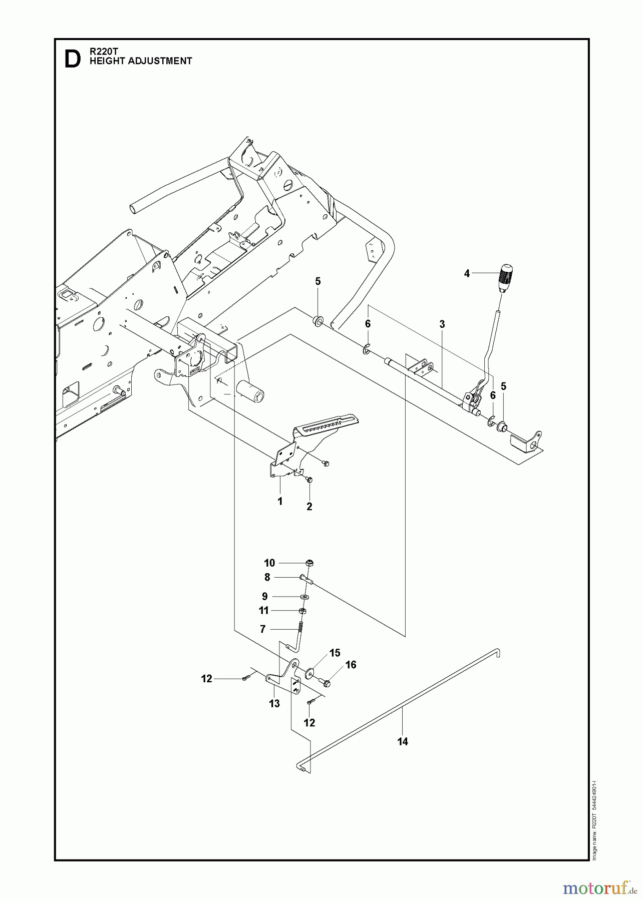 Husqvarna Reitermäher, Motor hinten Rider 220T (966785701) - Husqvarna Rear-Engine Rider (2012-03 & After) HEIGHT ADJUSTMENT