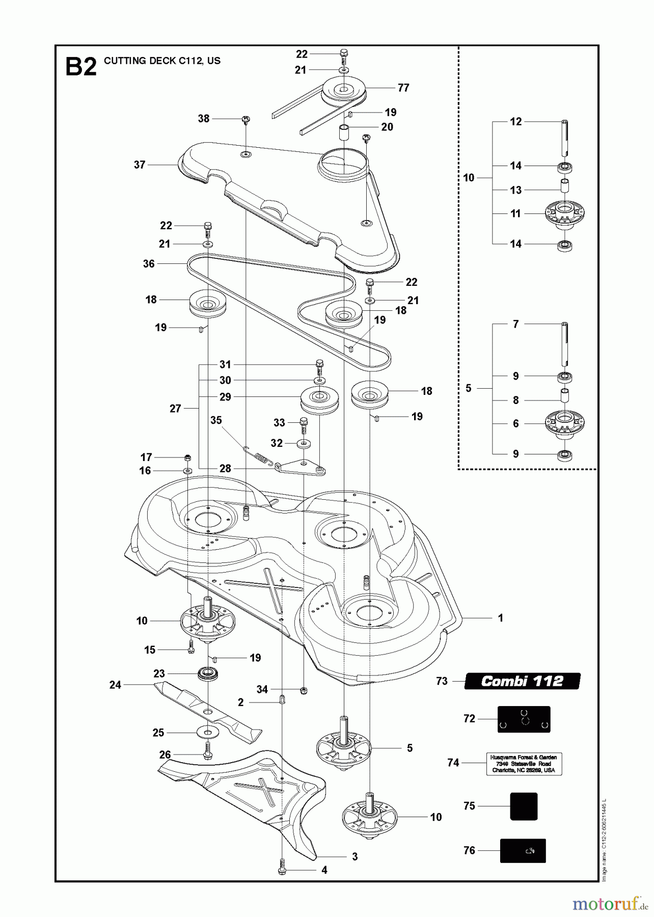 Husqvarna Reitermäher, Motor hinten Rider 220T (966785701) - Husqvarna Rear-Engine Rider (2012-03 & After) 112CM CUTTING DECK #2