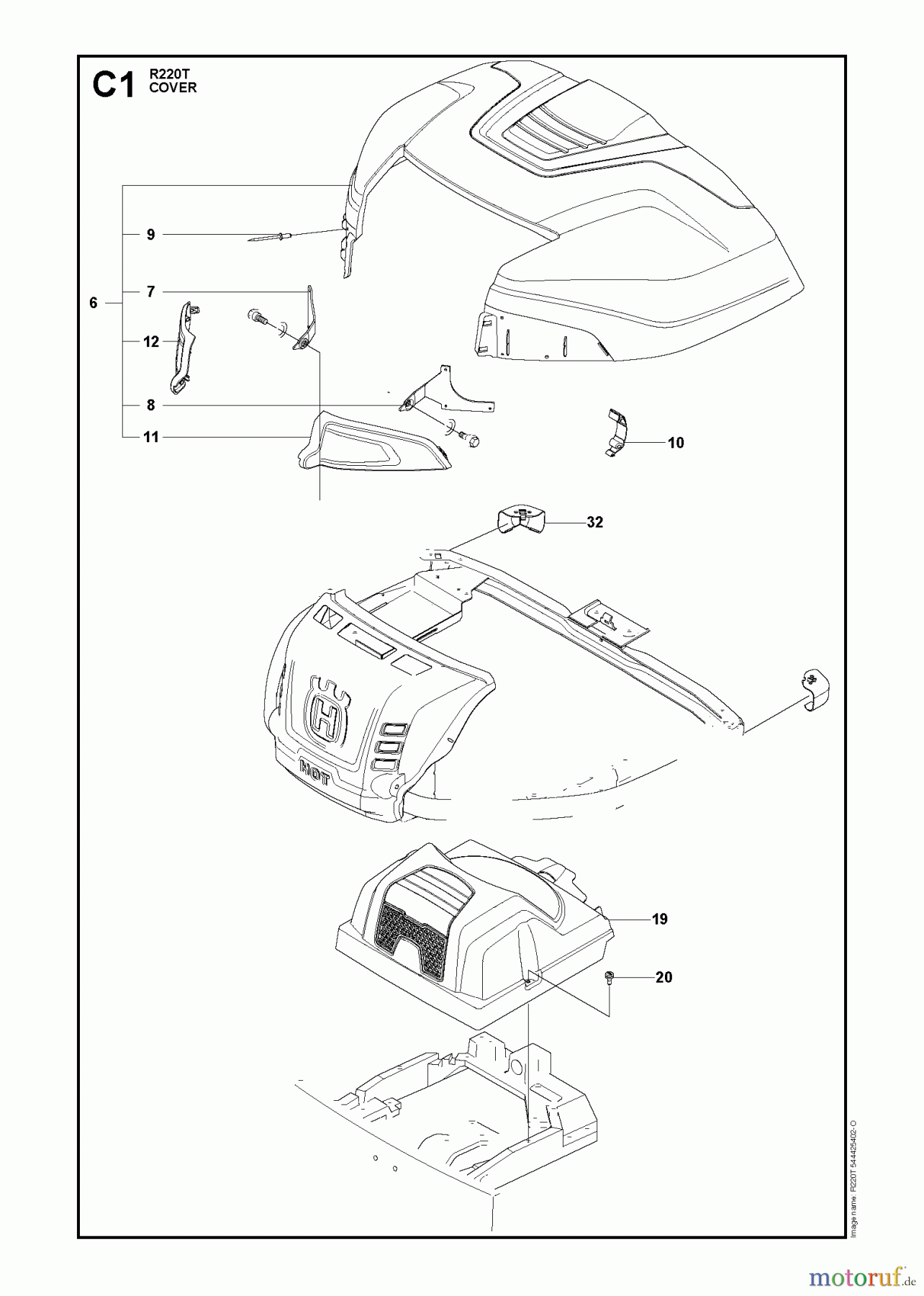 Husqvarna Reitermäher, Motor hinten Rider 220T (966785701) - Husqvarna Rear-Engine Rider (2012-03 & After) COVER REAR