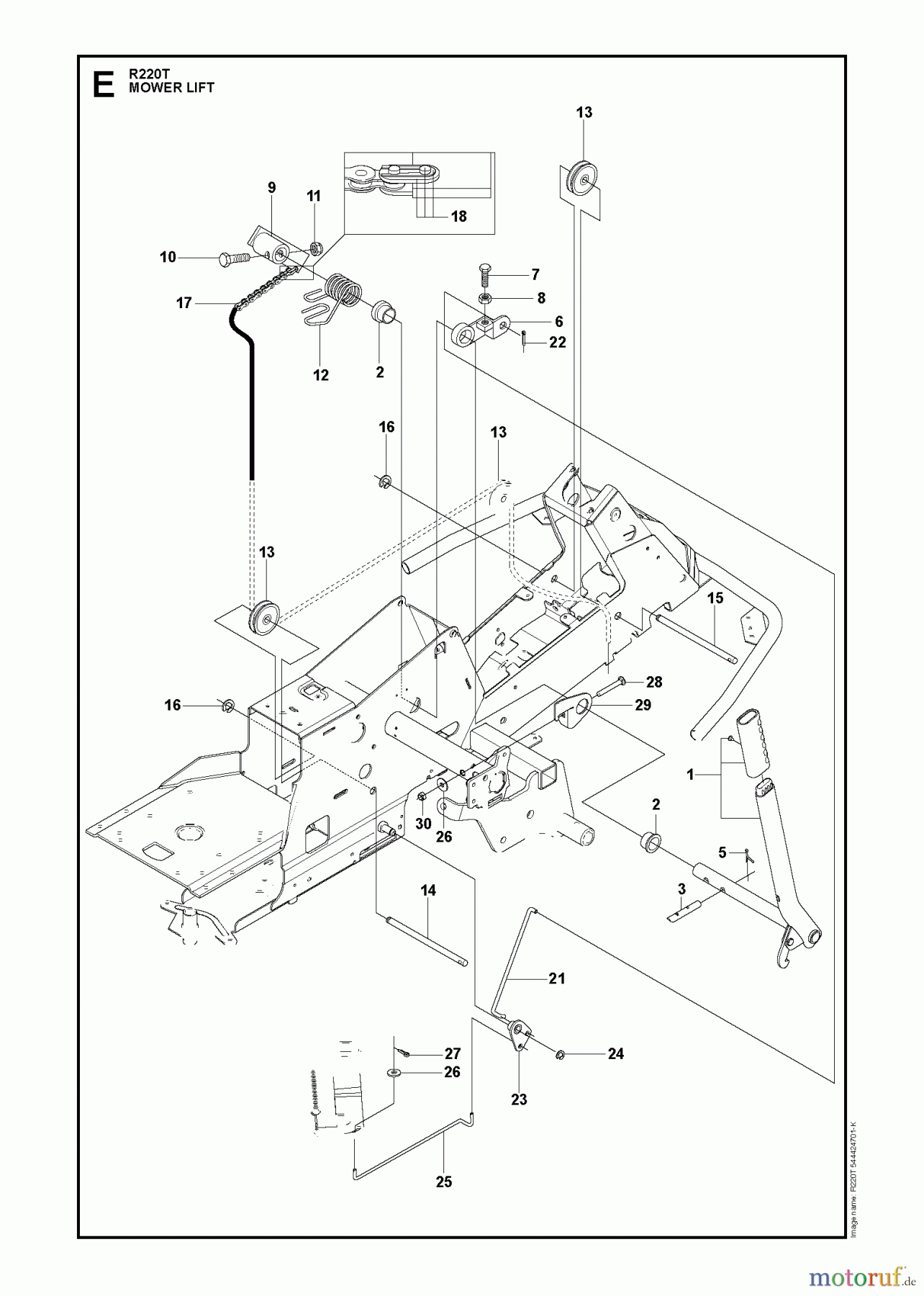 Husqvarna Reitermäher, Motor hinten Rider 220T (966785701) - Husqvarna Rear-Engine Rider (2012-03 & After) MOWER LIFT / DECK LIFT
