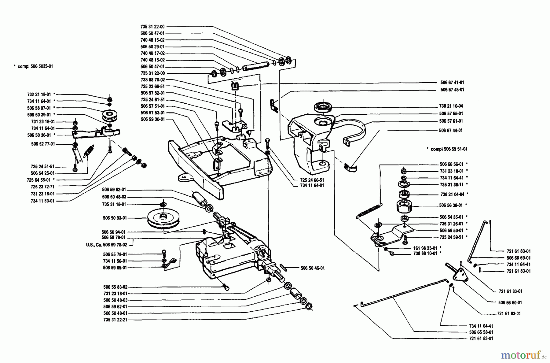 Husqvarna Reitermäher, Motor hinten Rider 850 8 - Husqvarna Swedish Rider (1989-02 to 1990-01) Frame And Steering Assembly