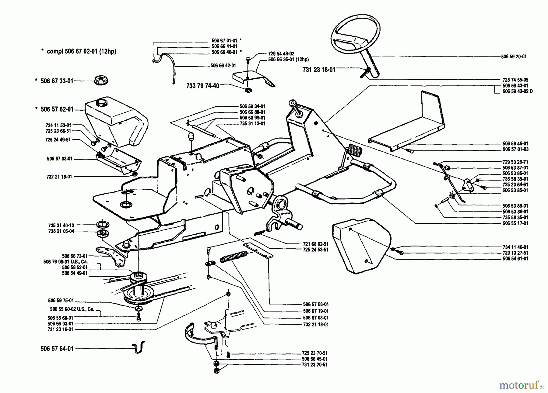 Husqvarna Reitermäher, Motor hinten Rider 850 8 - Husqvarna Swedish Rider (1989-02 to 1990-01) General Assembly