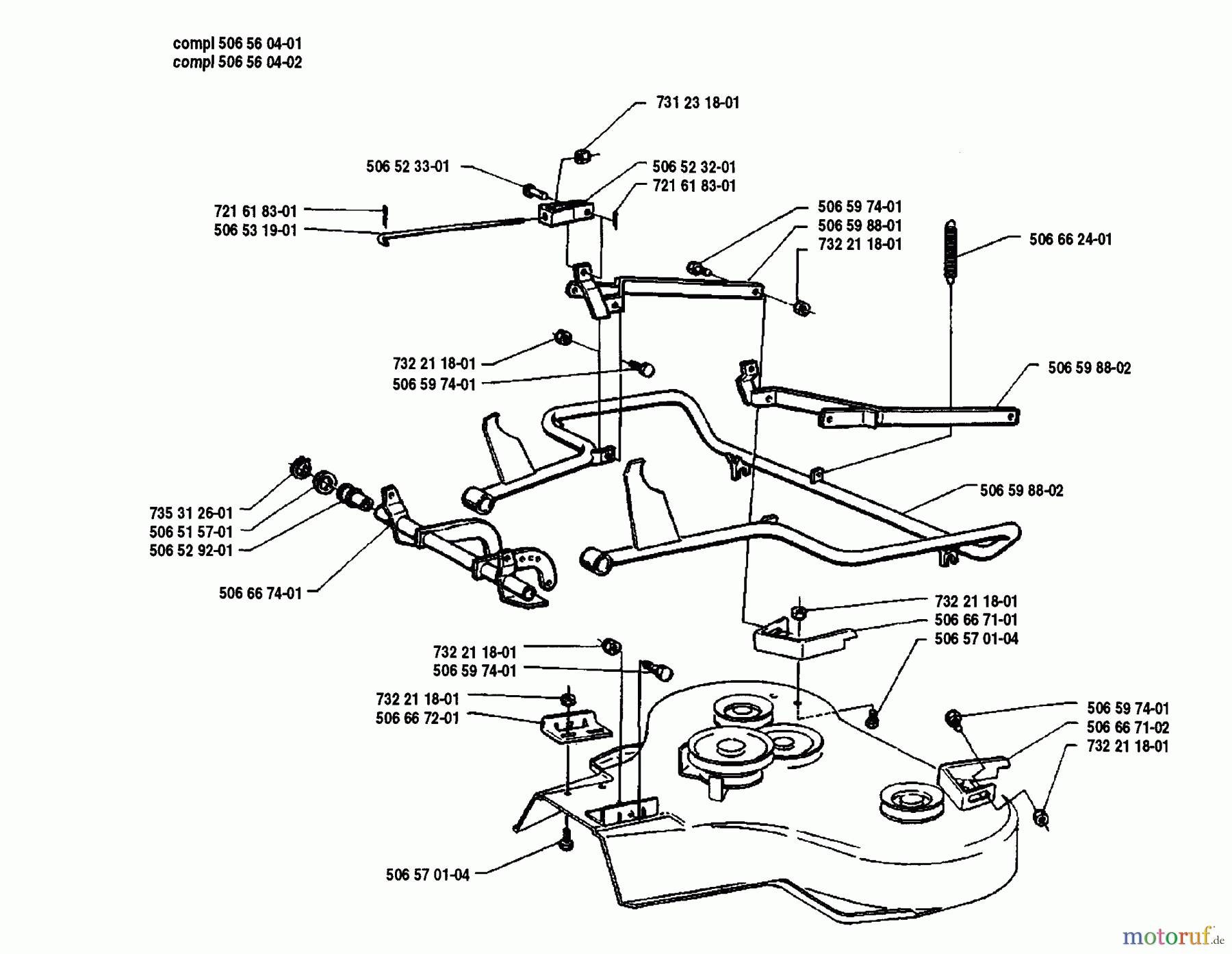 Husqvarna Reitermäher, Motor hinten Rider 850 12 - Husqvarna Swedish Rider (1990-02 to 1990-12) Cutter Deck Assembly