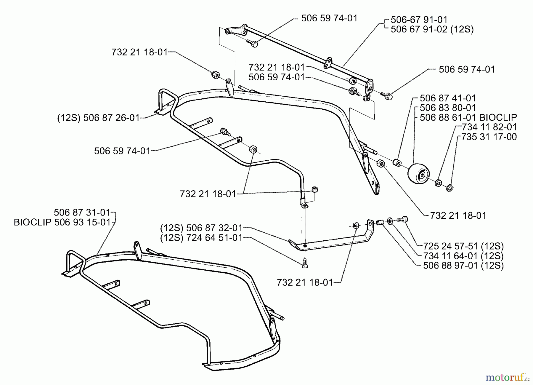 Husqvarna Reitermäher, Motor hinten Rider 970 - Husqvarna Swedish Rider (1997-04 to 1997-12) Front And Roller Assembly