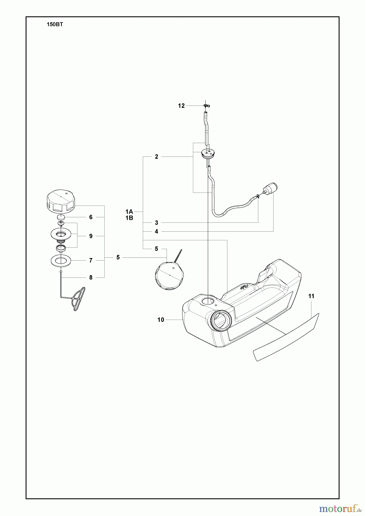 Husqvarna Bläser / Sauger / Häcksler / Mulchgeräte 150 BT - Husqvarna Backpack Blower (2009-10 & After) (Lowes) Fuel Tank