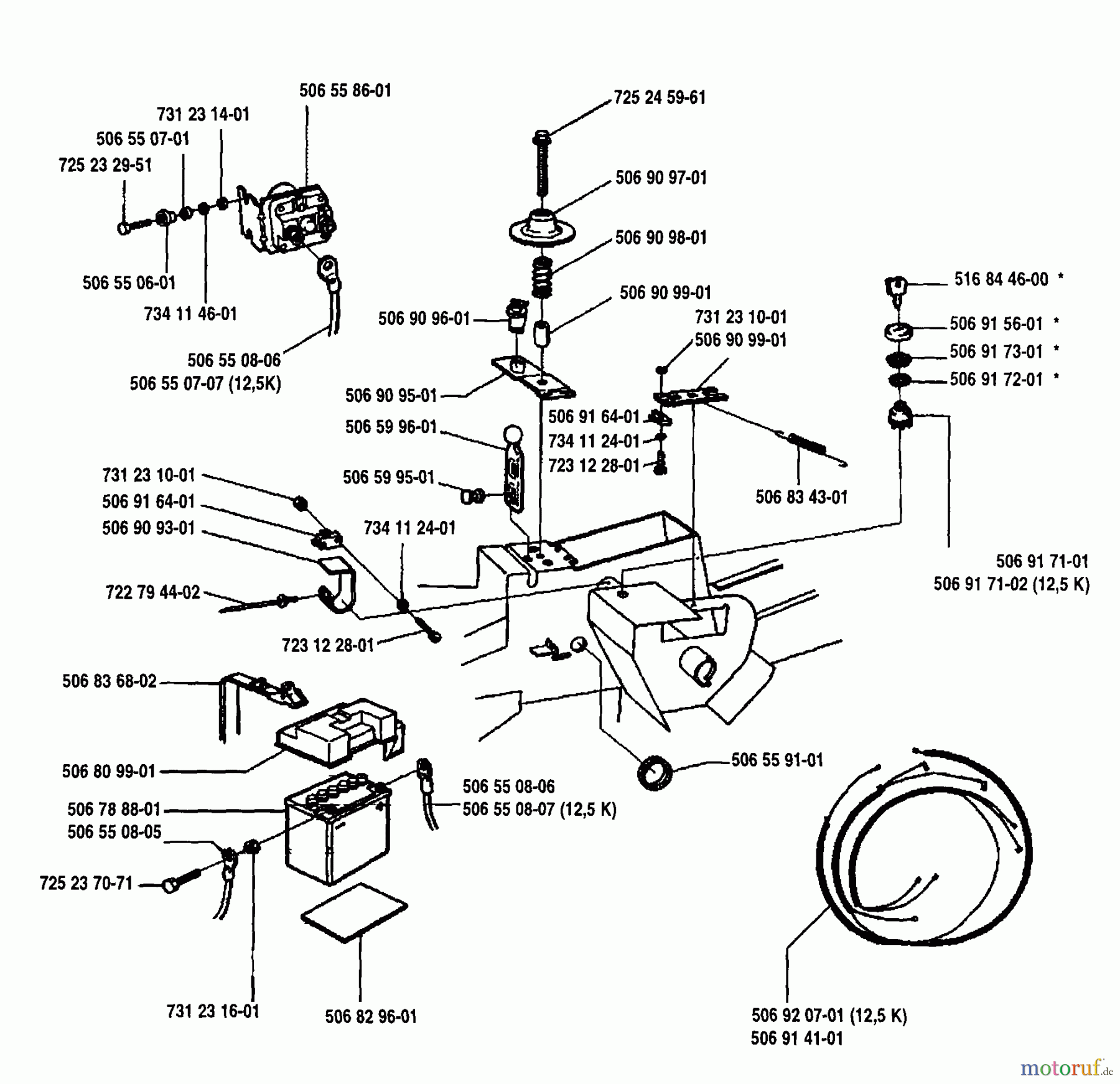 Husqvarna Reitermäher, Motor hinten Rider 970 12 - Husqvarna Swedish Rider (1994-03 & After) Battery Housing Assembly