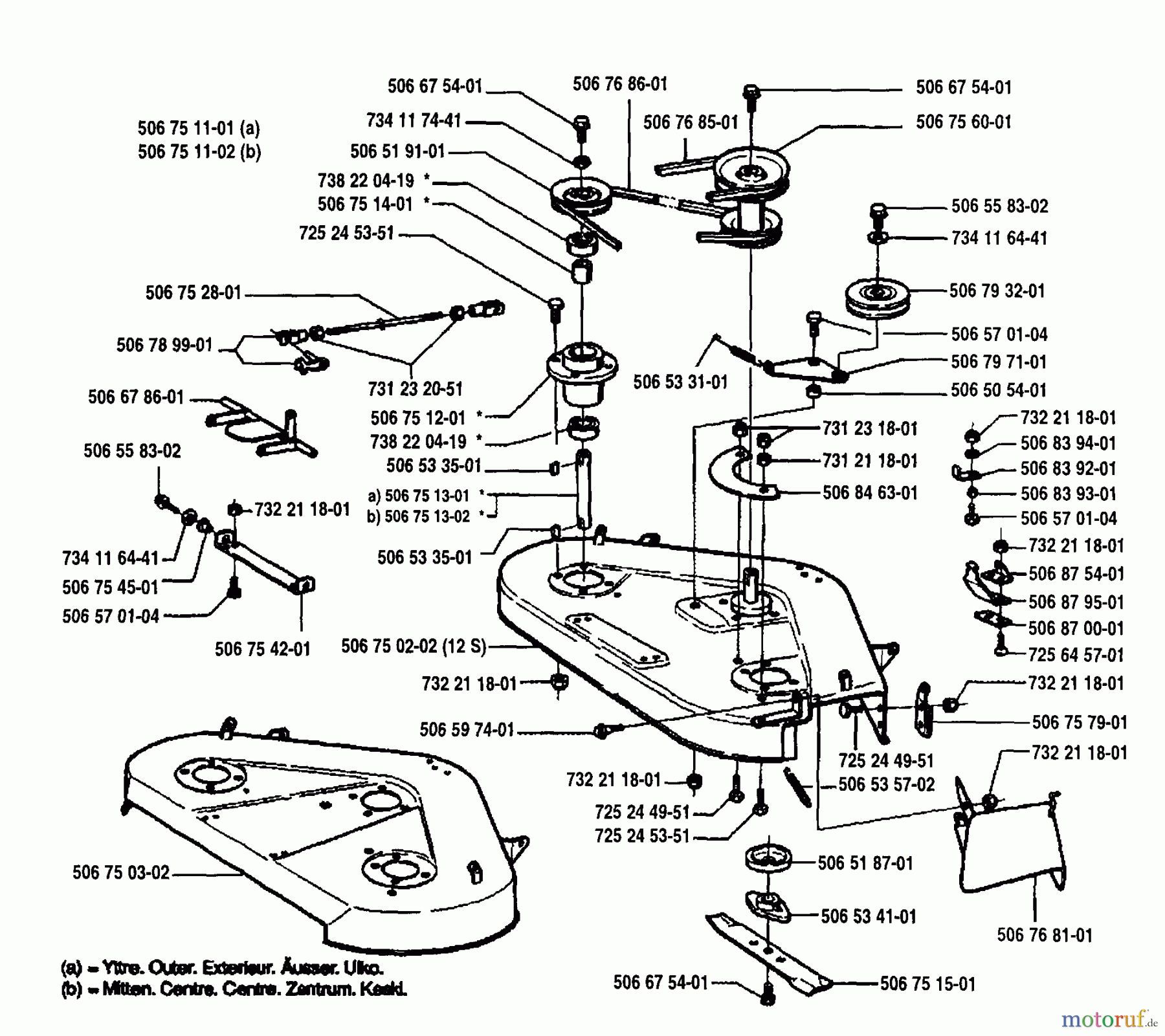  Husqvarna Reitermäher, Motor hinten Rider 970 12 - Husqvarna Swedish Rider (1994-03 & After) Cutting Deck Assembly