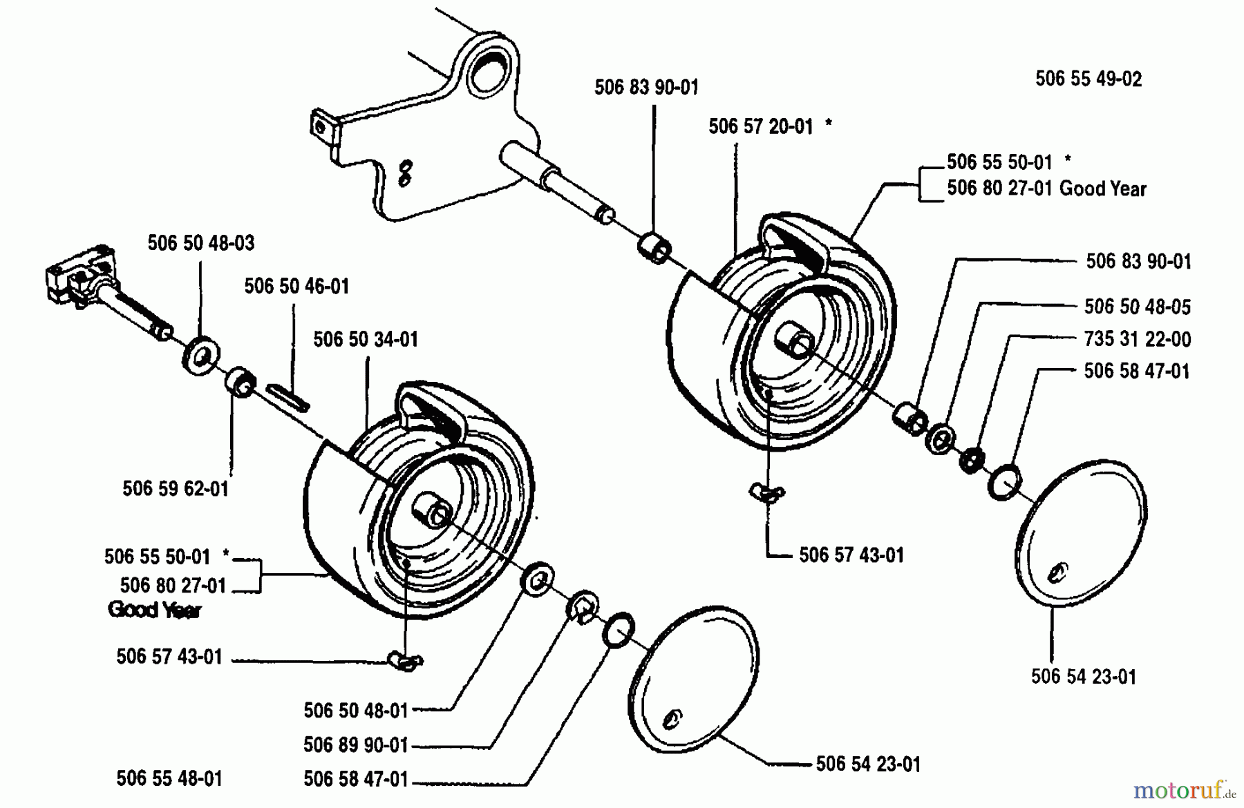  Husqvarna Reitermäher, Motor hinten Rider 970 12 - Husqvarna Swedish Rider (1994-03 & After) Wheel Assembly