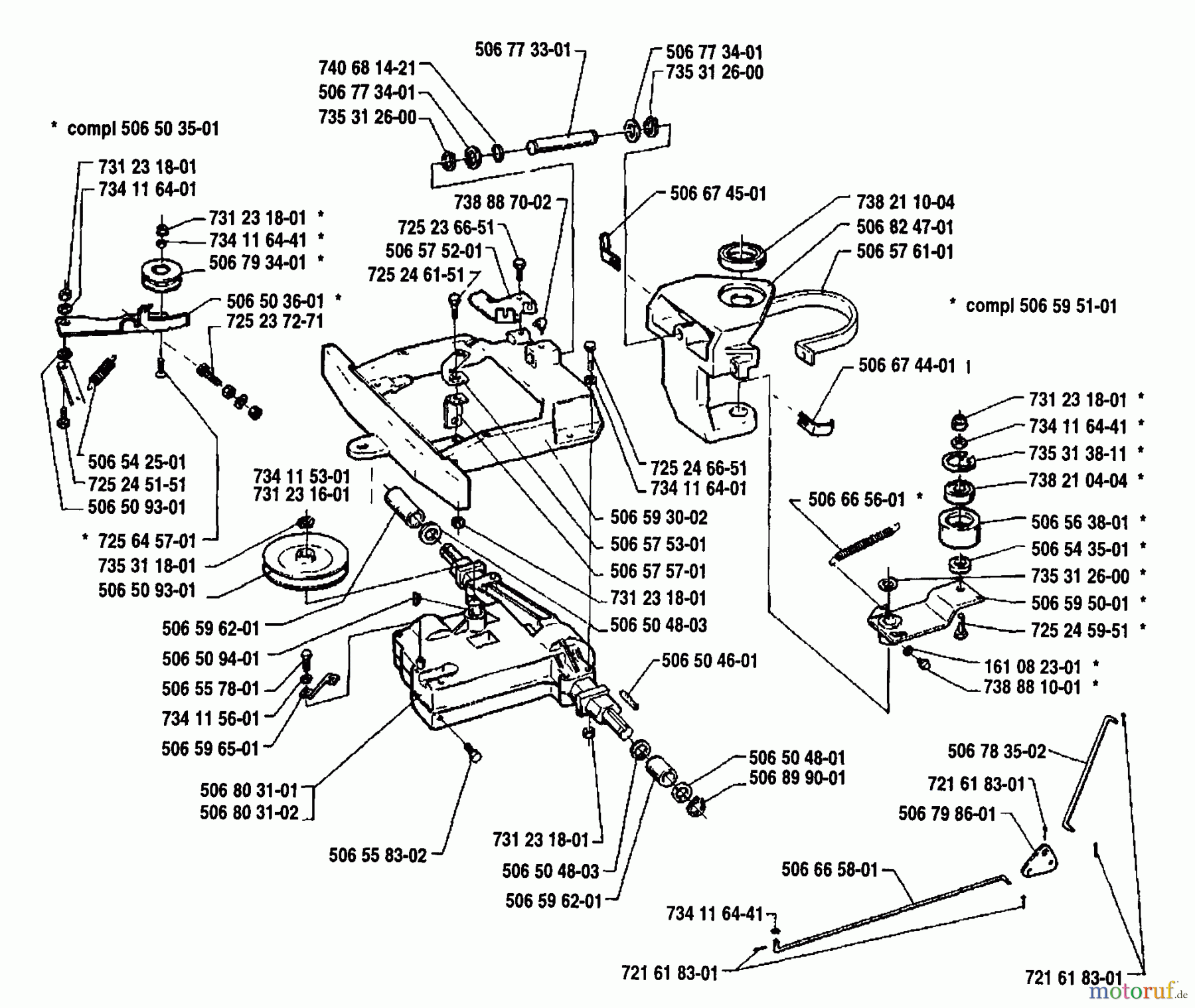 Husqvarna Reitermäher, Motor hinten Rider 970 12 - Husqvarna Swedish Rider (1992-03 to 1993-04) Transaxle Assembly