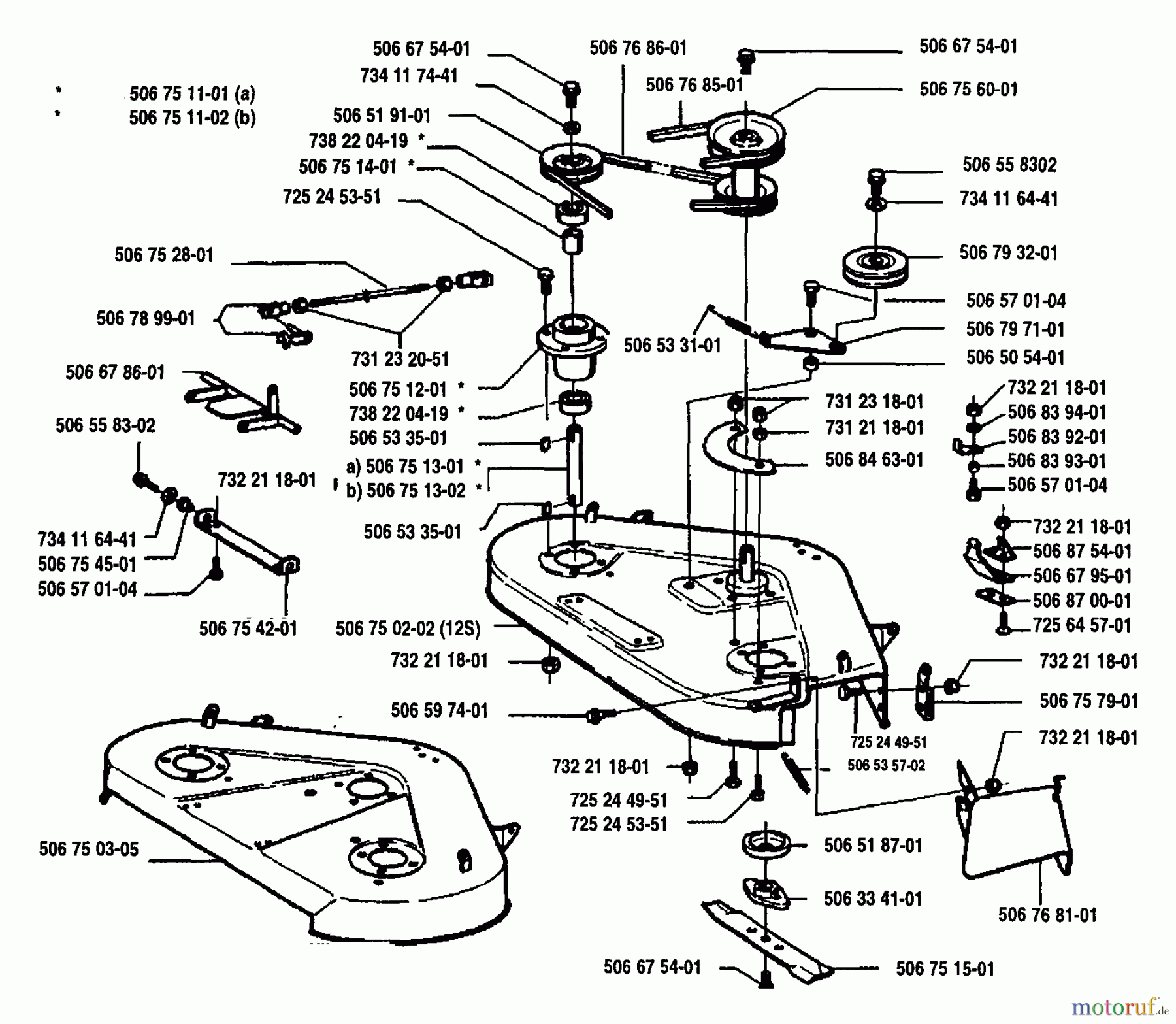 Husqvarna Reitermäher, Motor hinten Rider 970 12 - Husqvarna Swedish Rider (1993-05 to 1994-02) Blade Assembly