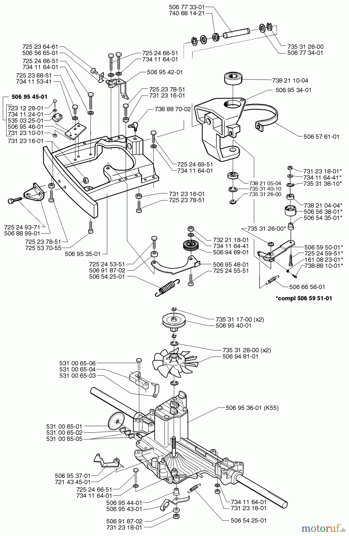 Husqvarna Reitermäher, Motor hinten Rider 970 HST - Husqvarna Swedish Rider (1997-02 & After) Belt Tensioner Assembly