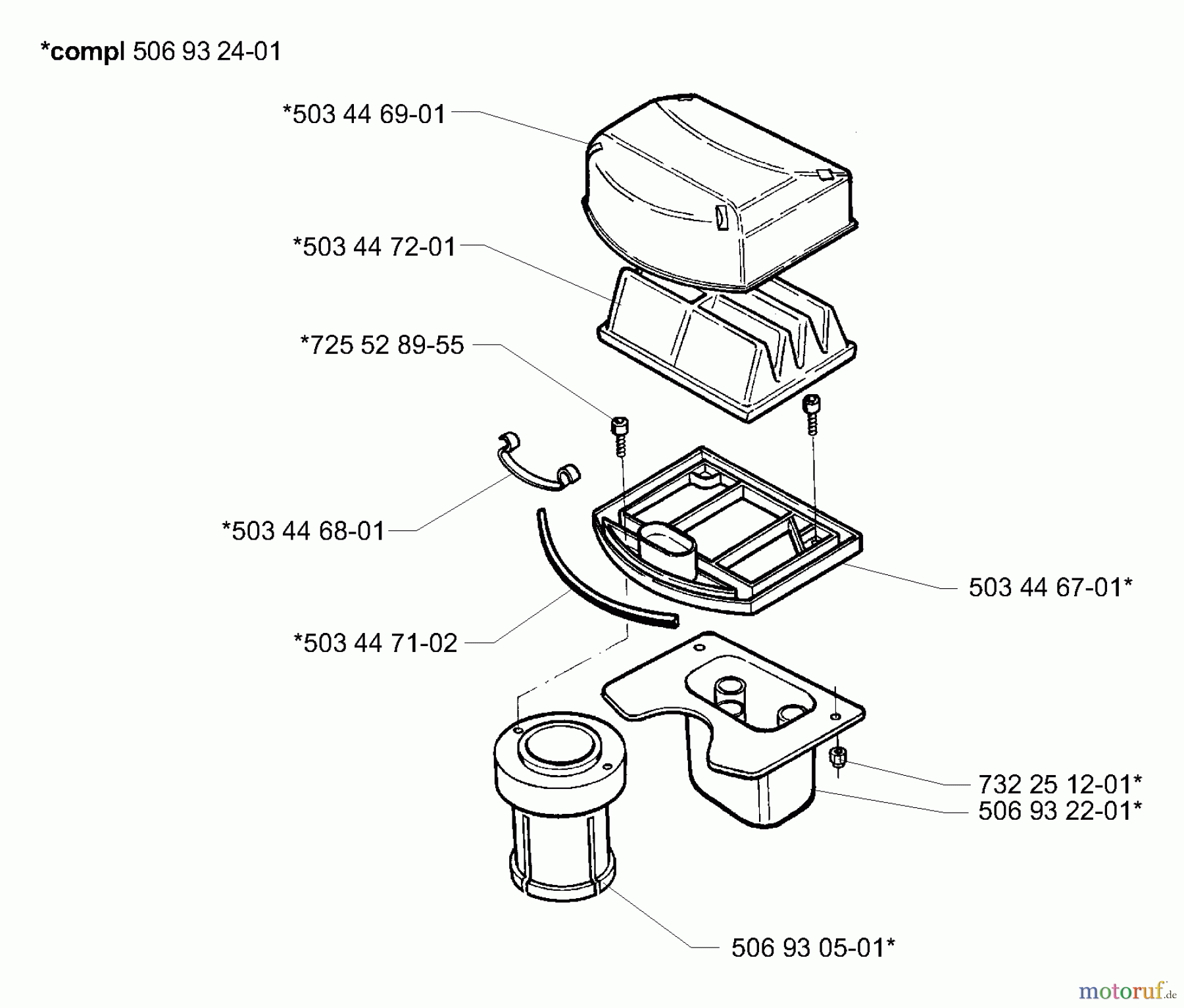 Husqvarna Reitermäher, Motor hinten Rider Pro 15 - Husqvarna Rear-Engine Rider (2001-02 to 2002-12) Air Filter