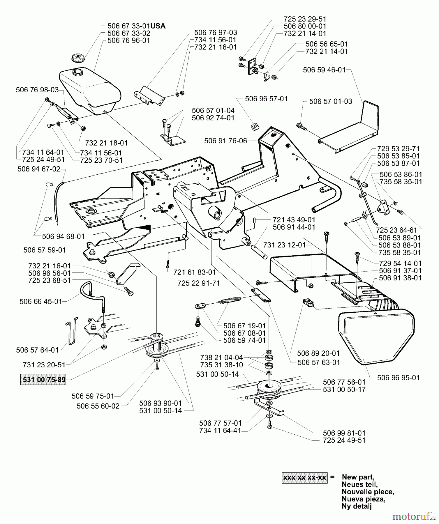 Husqvarna Reitermäher, Motor hinten Rider Pro 15 - Husqvarna Rear-Engine Rider (2001-02 to 2002-12) Chassis