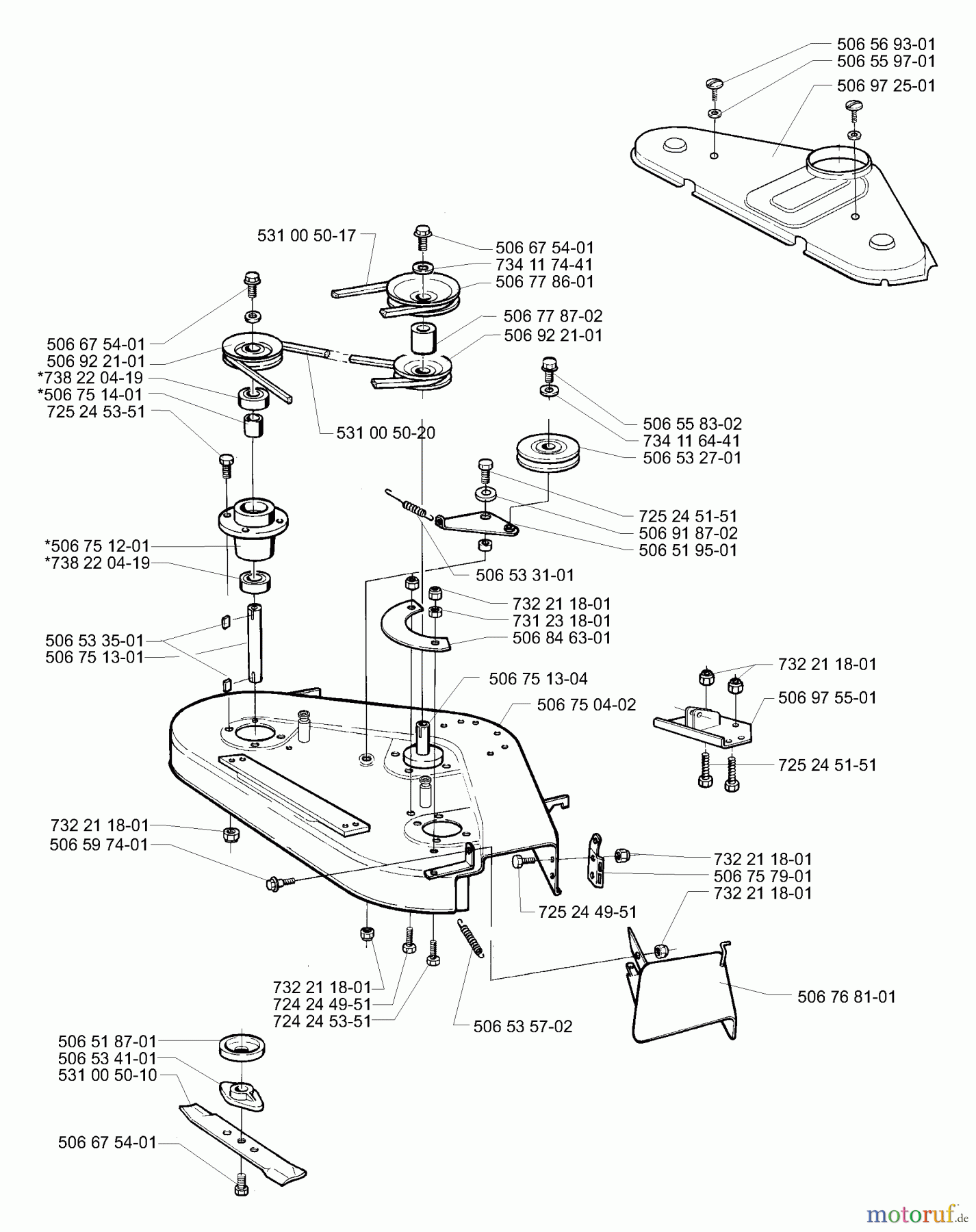 Husqvarna Reitermäher, Motor hinten Rider Pro 15 - Husqvarna Rear-Engine Rider (2001-02 to 2002-12) Deck (38