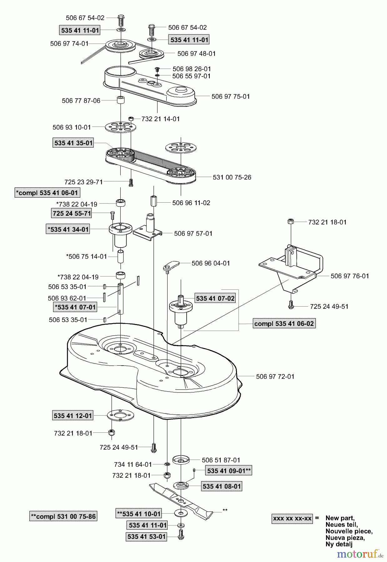 Husqvarna Reitermäher, Motor hinten Rider Pro 15 - Husqvarna Rear-Engine Rider (2001-02 to 2002-12) Deck Assy (36