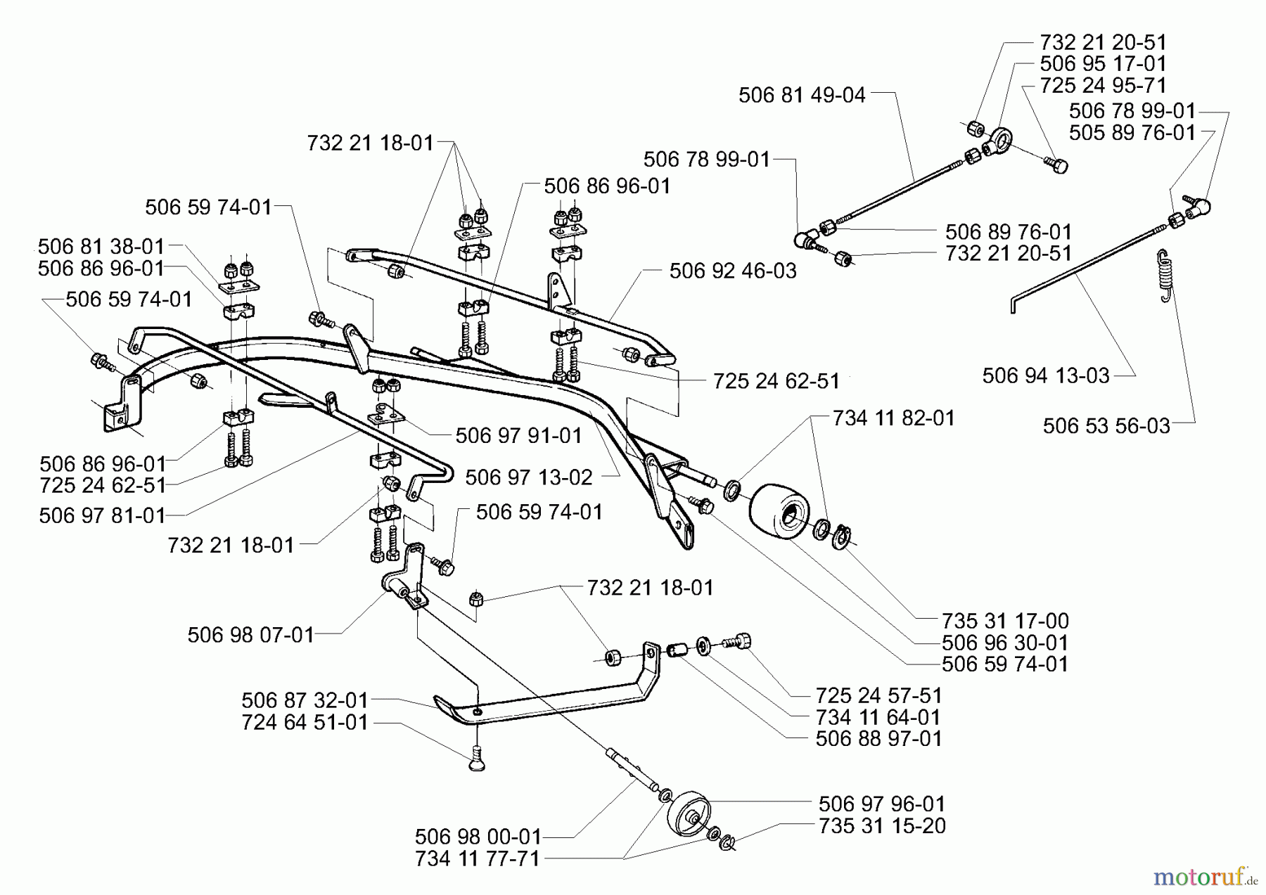Husqvarna Reitermäher, Motor hinten Rider Pro 15 - Husqvarna Rear-Engine Rider (2001-02 to 2002-12) Deck Frame (38