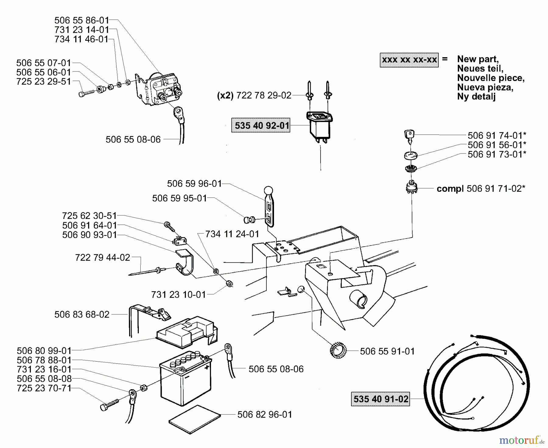 Husqvarna Reitermäher, Motor hinten Rider Pro 15 - Husqvarna Rear-Engine Rider (2001-02 to 2002-12) Electrical