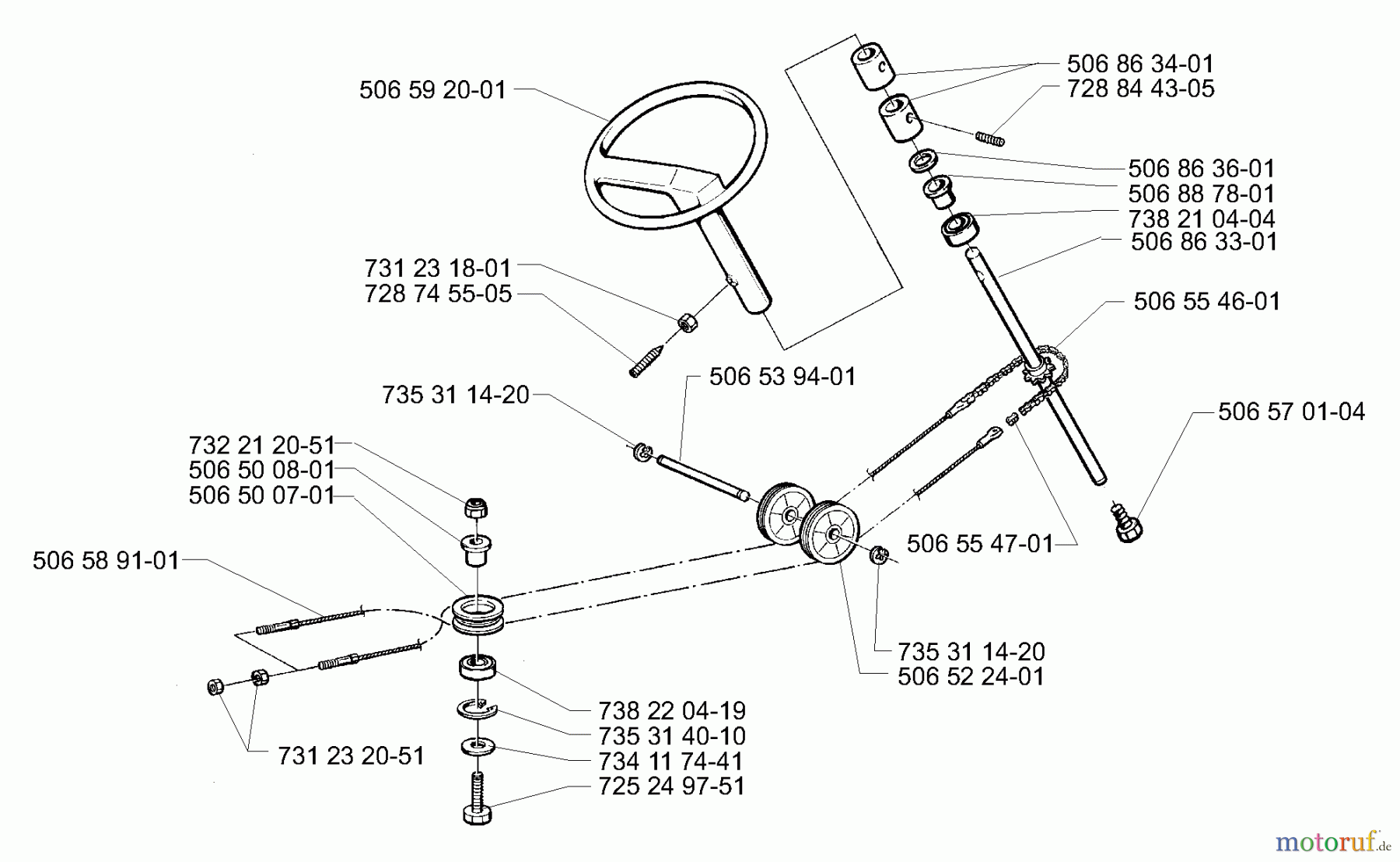 Husqvarna Reitermäher, Motor hinten Rider Pro 15 - Husqvarna Rear-Engine Rider (2001-02 to 2002-12) Steering
