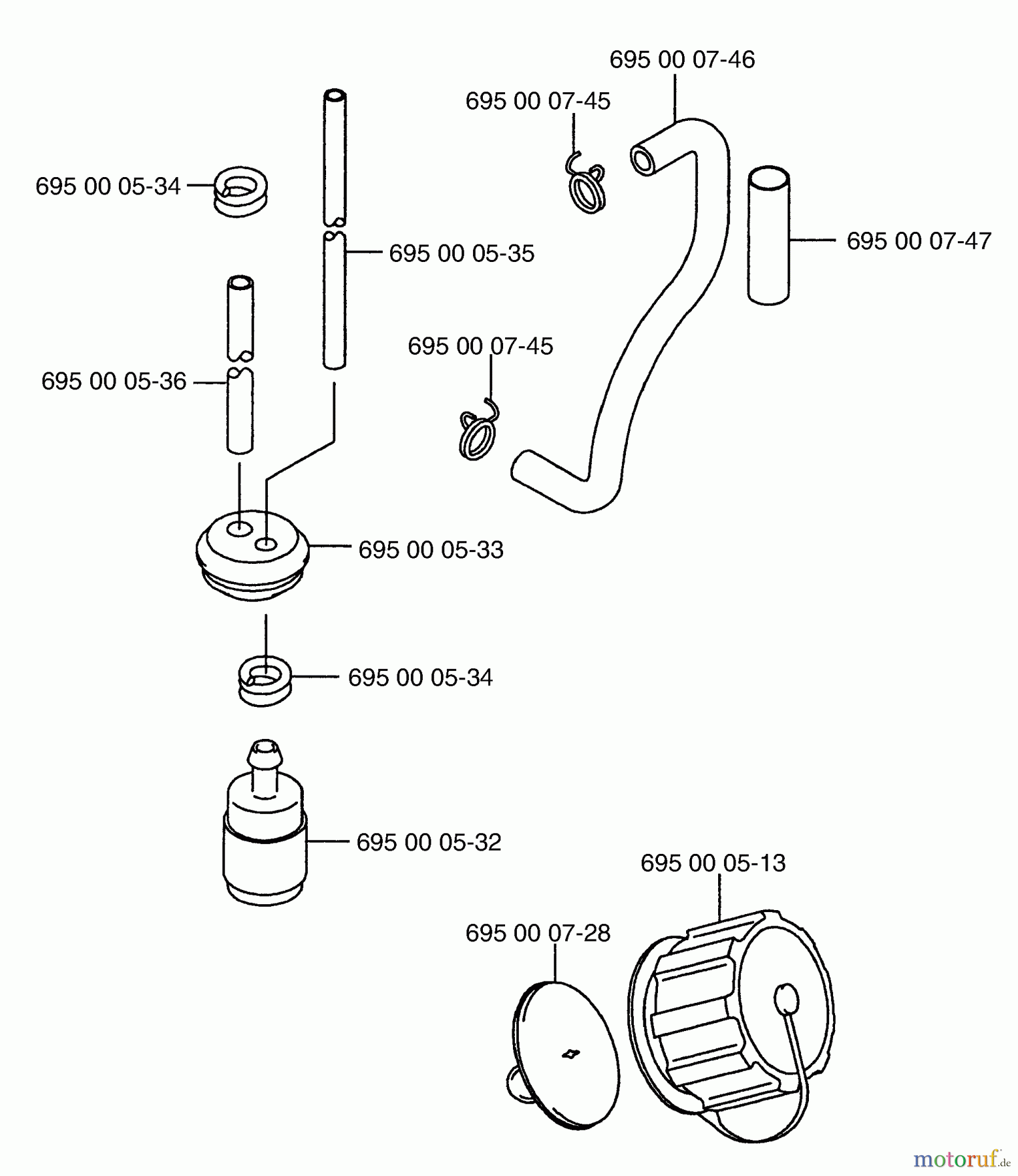 Husqvarna Bläser / Sauger / Häcksler / Mulchgeräte 155 BF - Husqvarna Backpack Blower (2001-04 & After) (California) Fuel Line / Fuel Cap