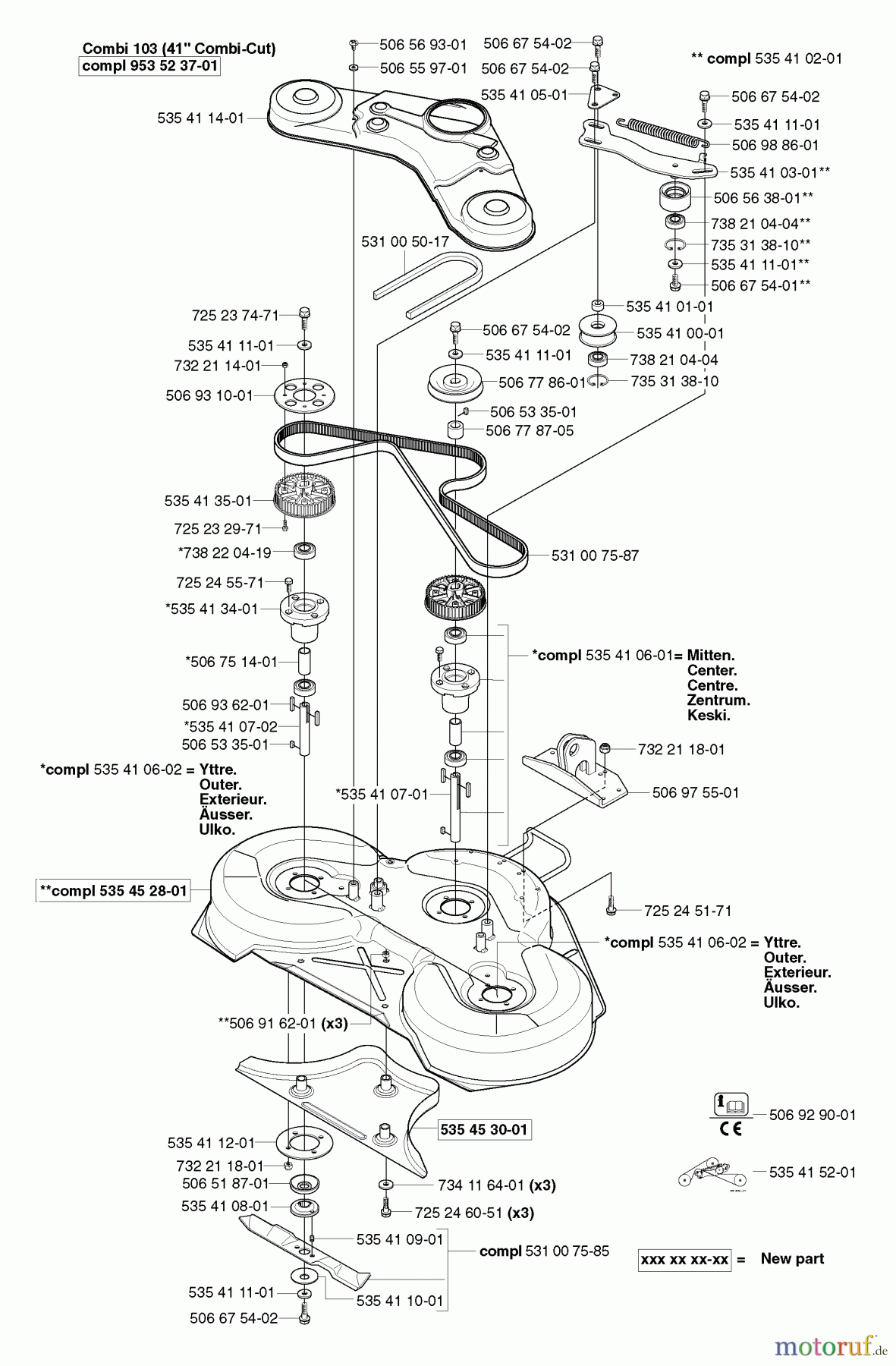 Husqvarna Reitermäher, Motor hinten Rider 15-V2 - Husqvarna Rear-Engine Rider (2003-01 & After) Deck Assy (41