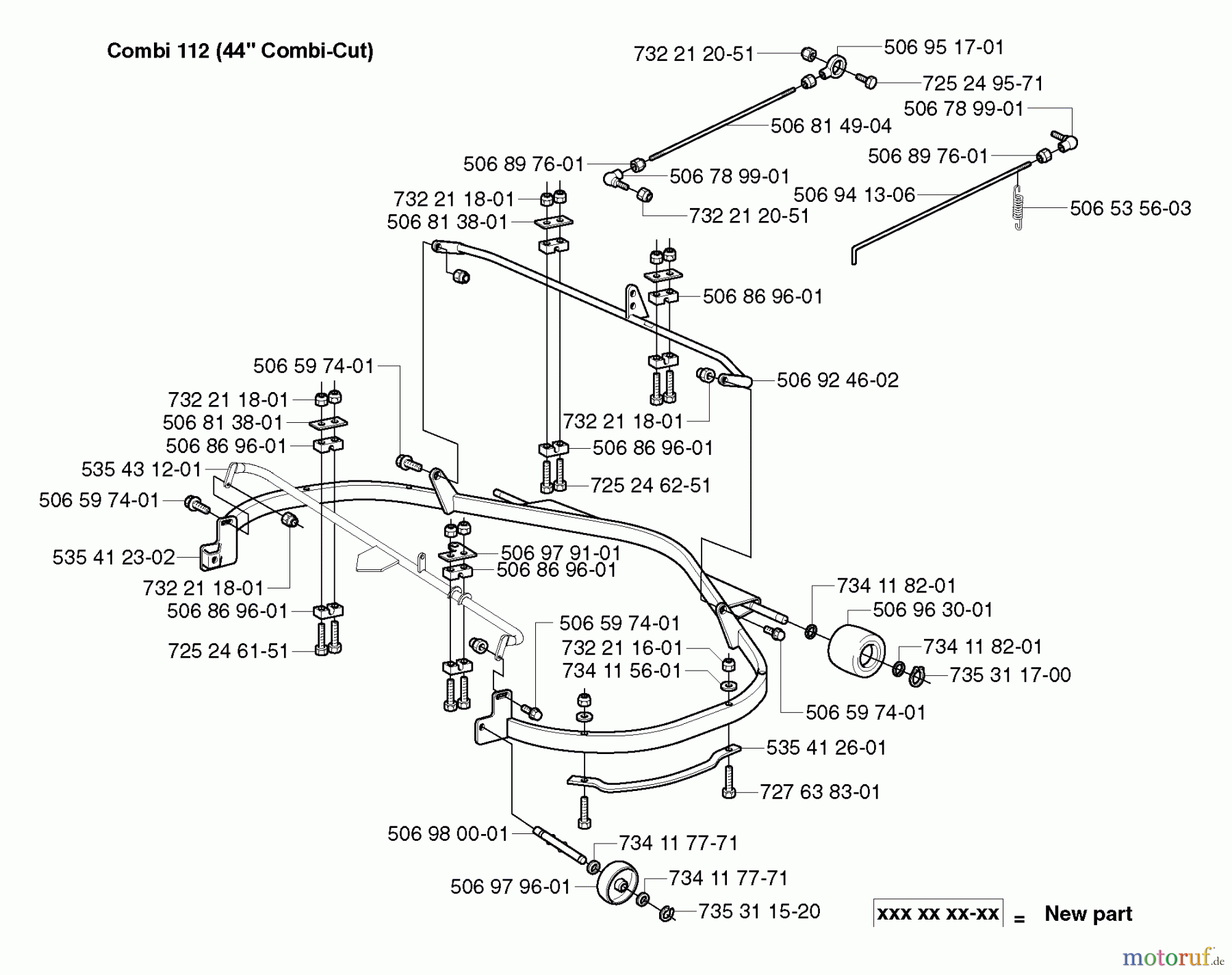 Husqvarna Reitermäher, Motor hinten Rider 15-V2 - Husqvarna Rear-Engine Rider (2003-01 & After) Deck Frame (44