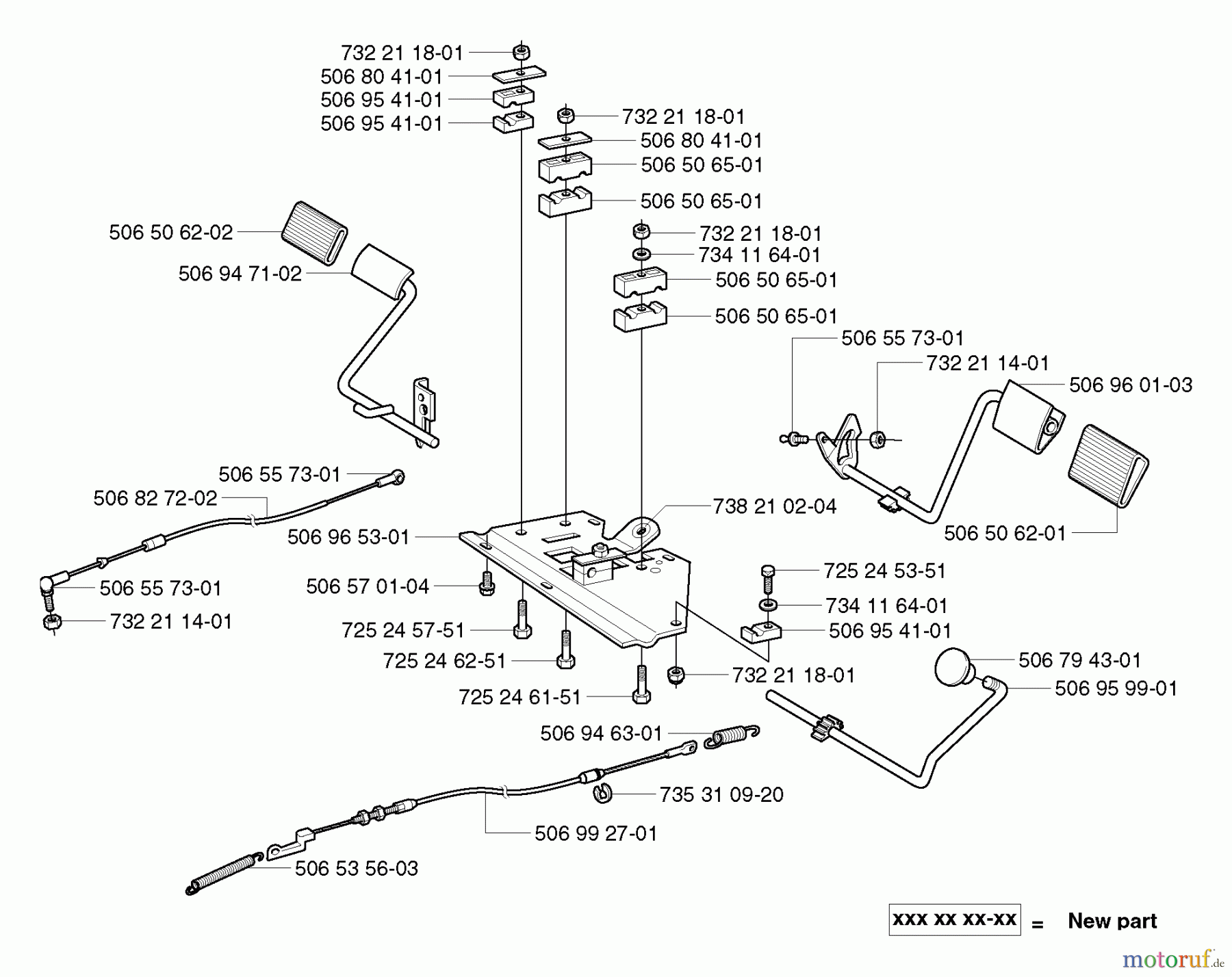 Husqvarna Reitermäher, Motor hinten Rider 15-V2 - Husqvarna Rear-Engine Rider (2003-01 & After) Pedals/Cables