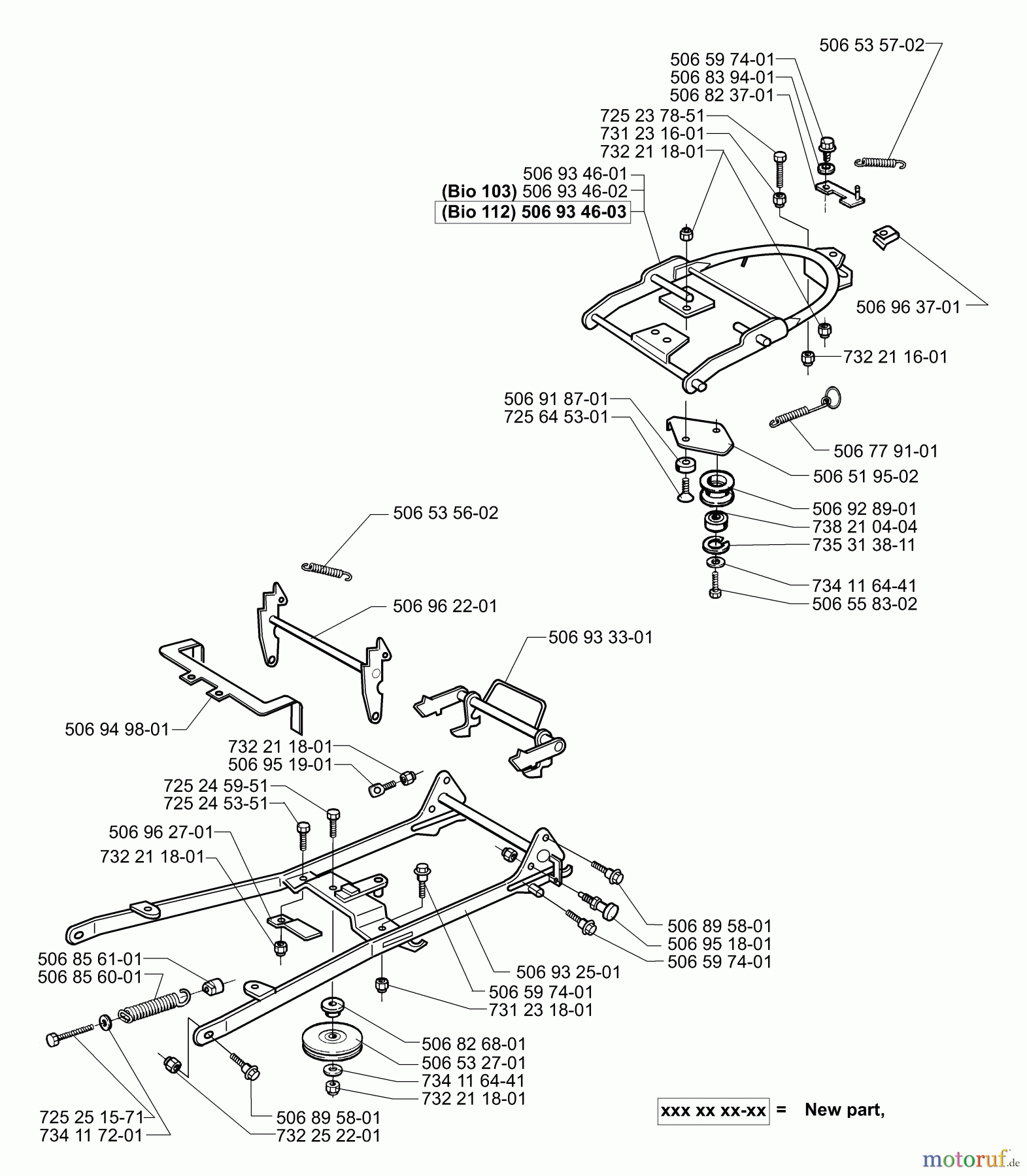 Husqvarna Reitermäher, Motor hinten Rider Proflex 21 - Husqvarna Rear-Engine Rider (2001-02 & After) Deck Support